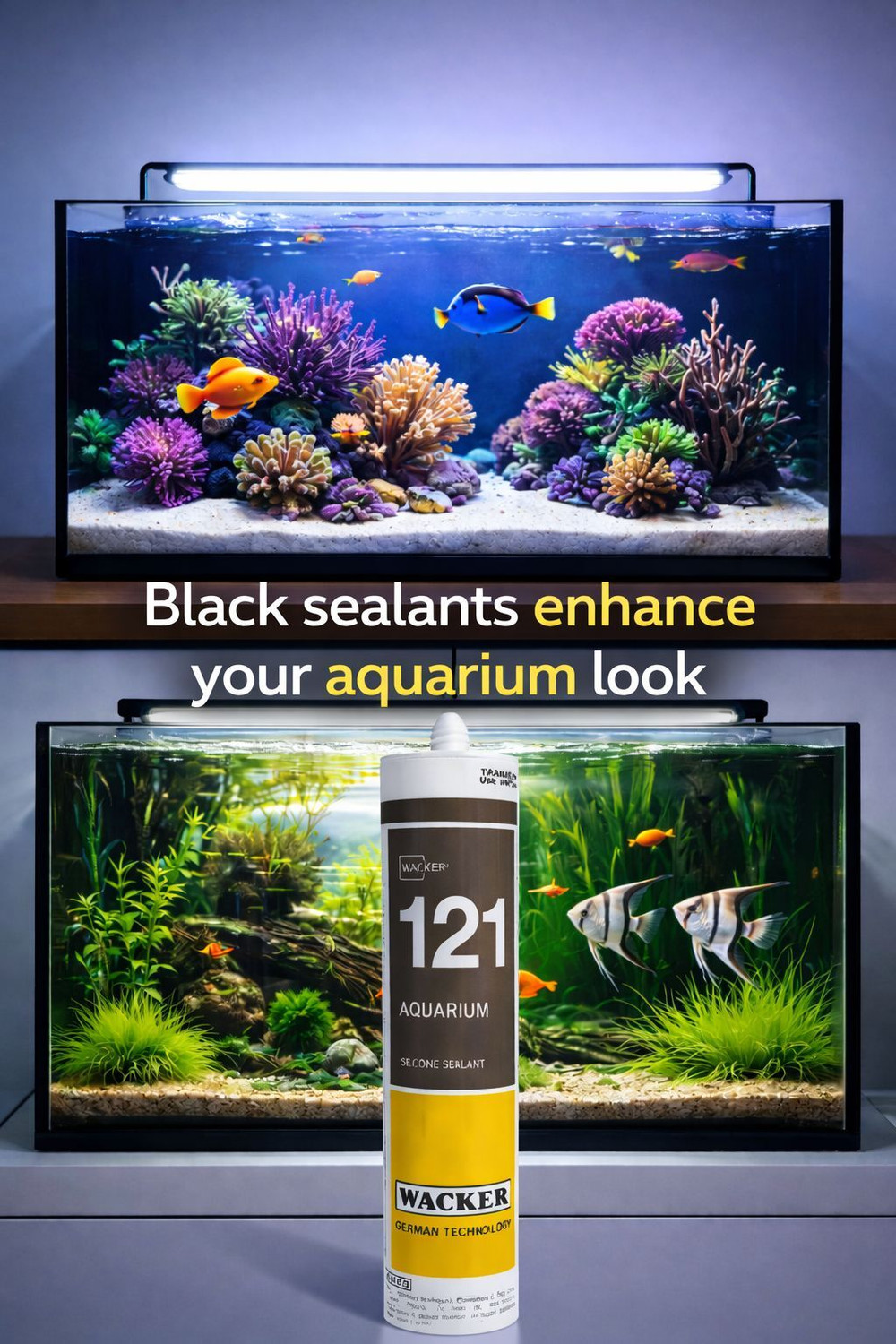 Image of wacker Fishkings Black 121 Silicone Aquarium Sealant (310 ml)