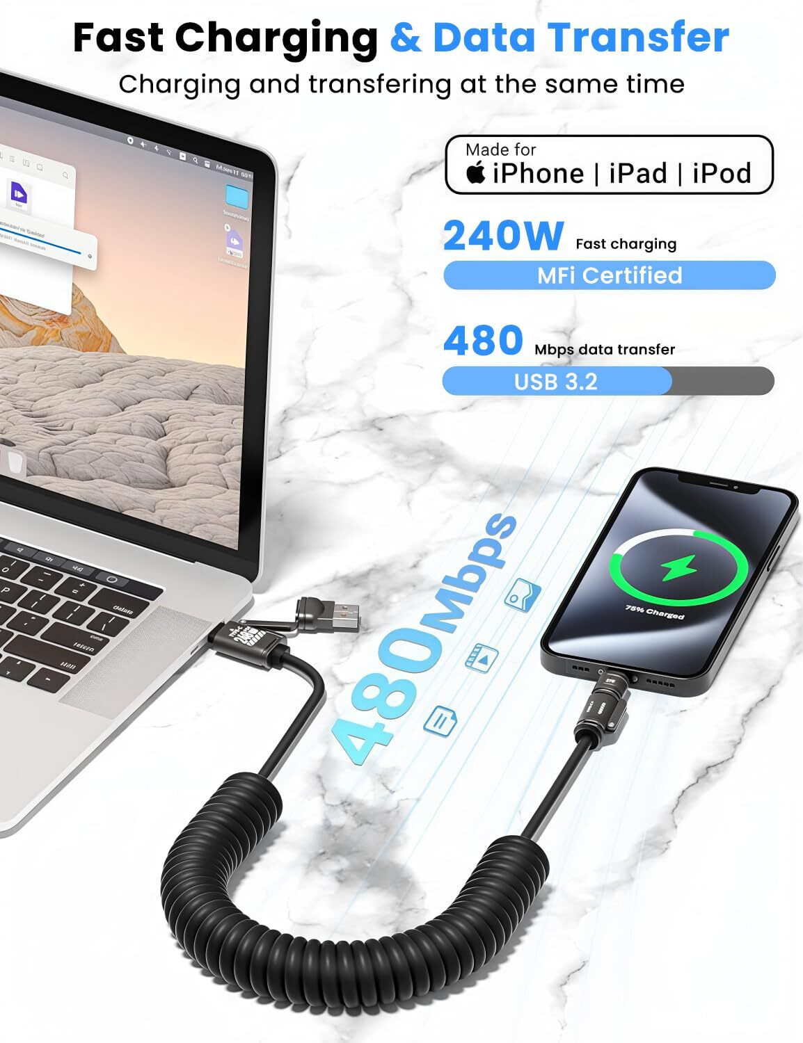 ELEPHANTBOAT 4-in-1 Cable 2 m Type C thumbnail 2