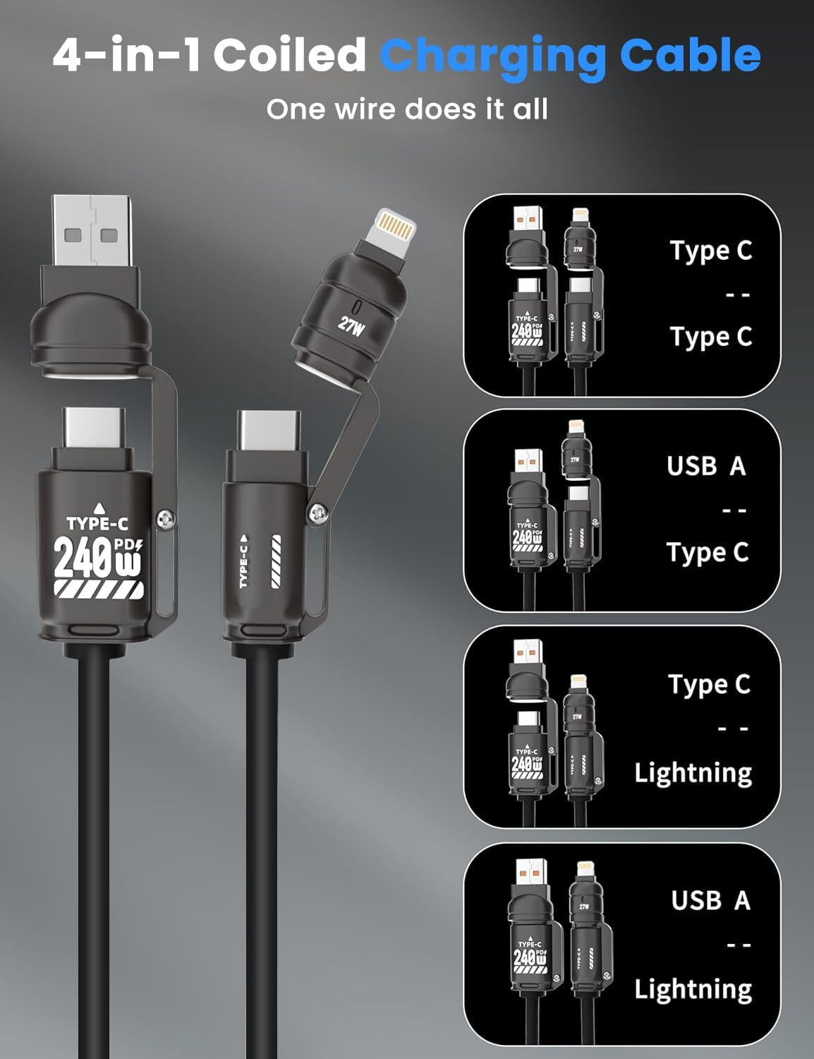 ELEPHANTBOAT 4-in-1 Cable 2 m Type C thumbnail 5
