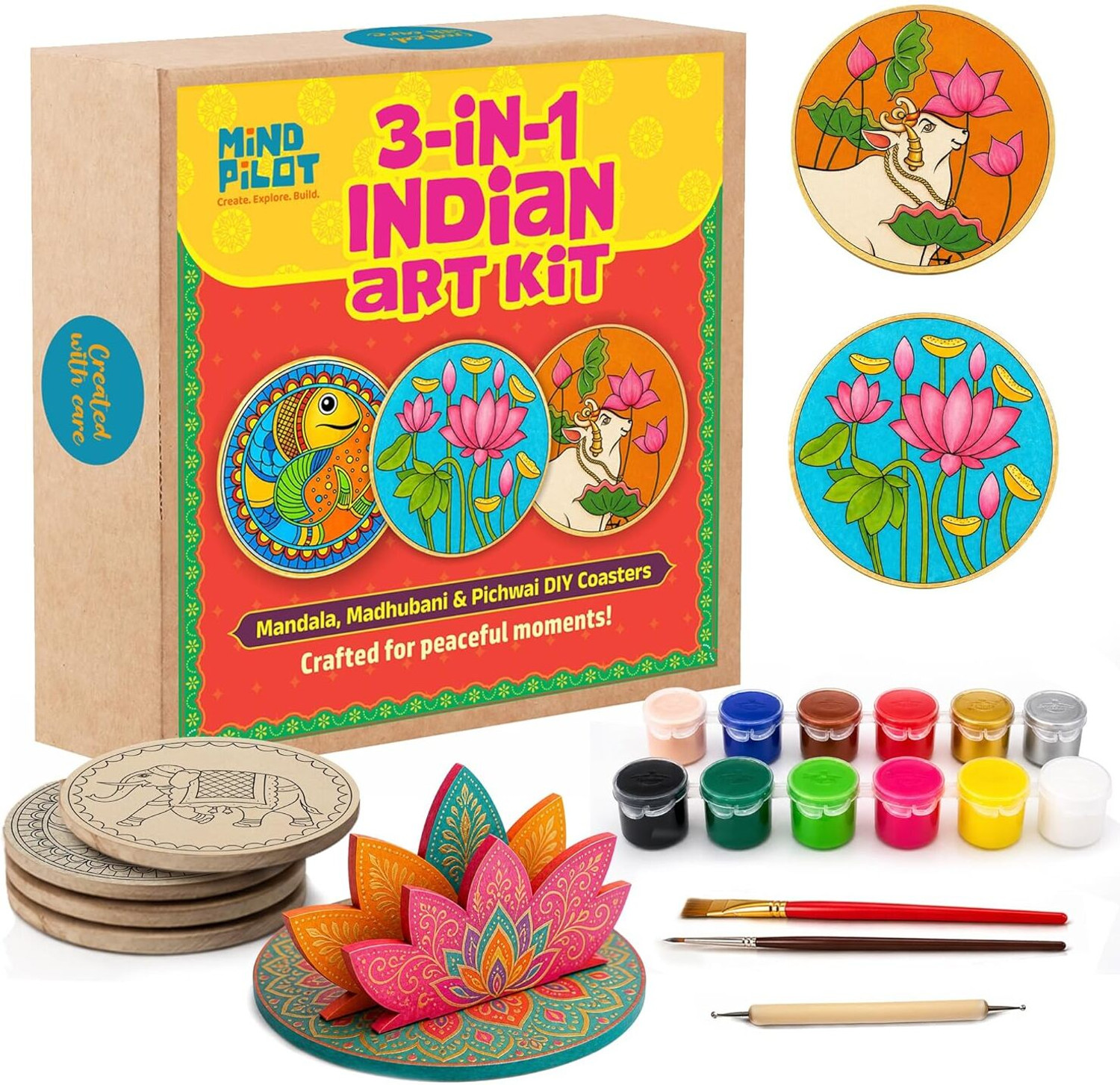 MINDPILOT 3 in 1 Indian Painting Coaster Art Kit - Image 6