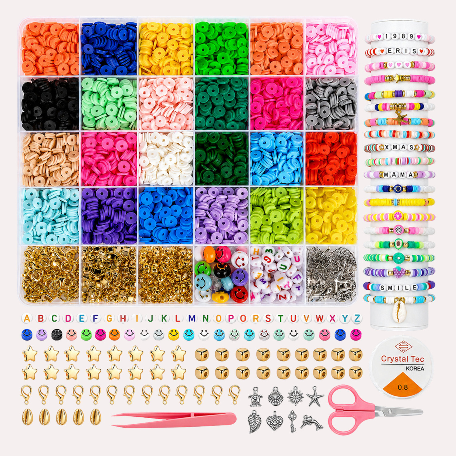 Ecraze Colorful Bracelet Making Set with Craft Findings and Lette...more - Image 1