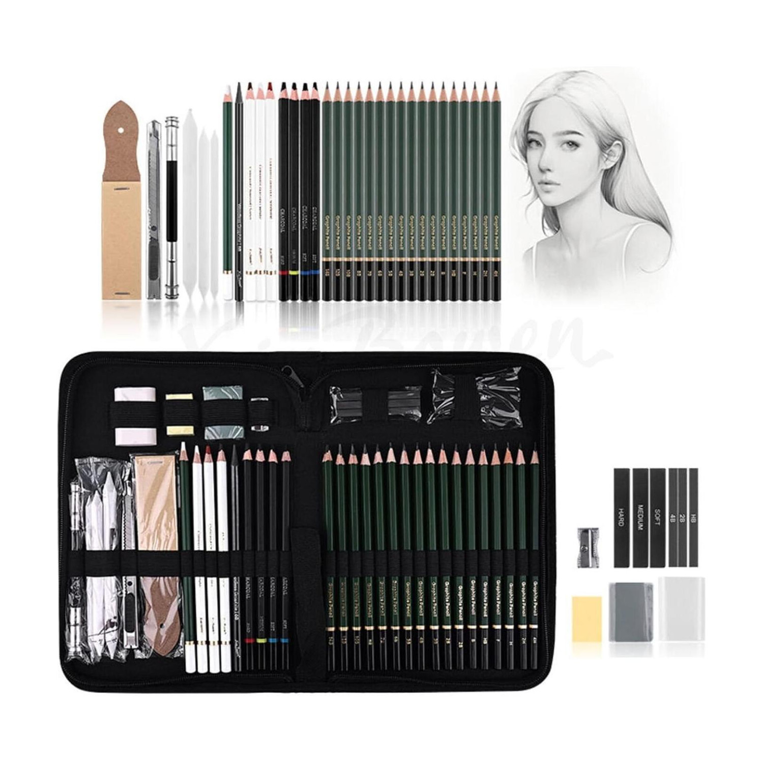 Shivom Art Sketching Pencils 42 Pcs Drawing Kit - Image 1