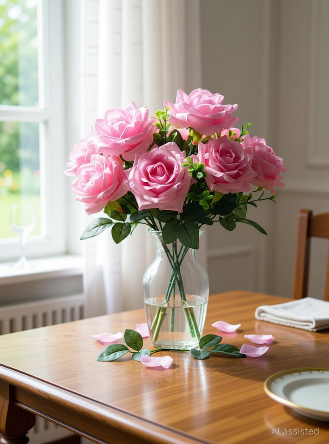 Image of jaasmeet Pink Tulips Artificial Flower (33 cm, Pack of 5, Flower Bunch)