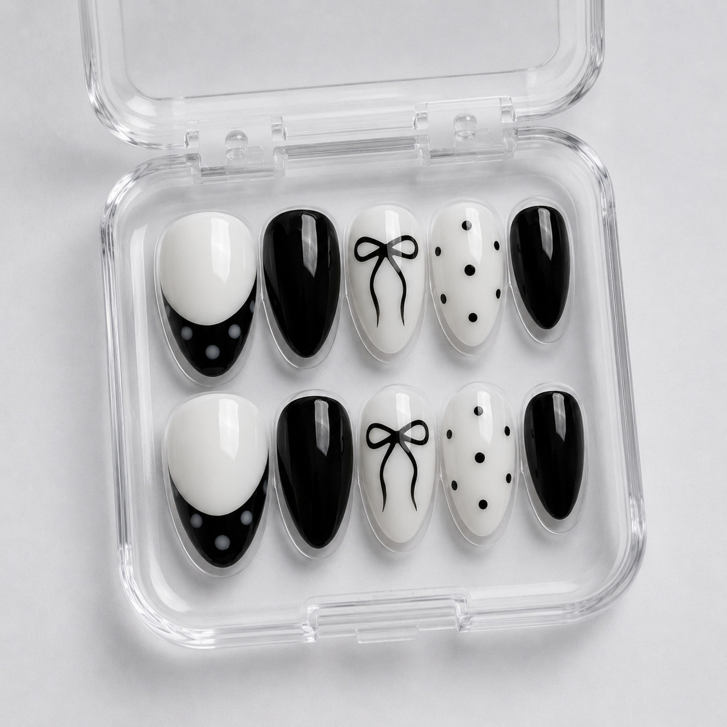 Image of NAILSFOREVE PRESS ON NAIL WHITE, PINK, BLACK (Pack of 10)
