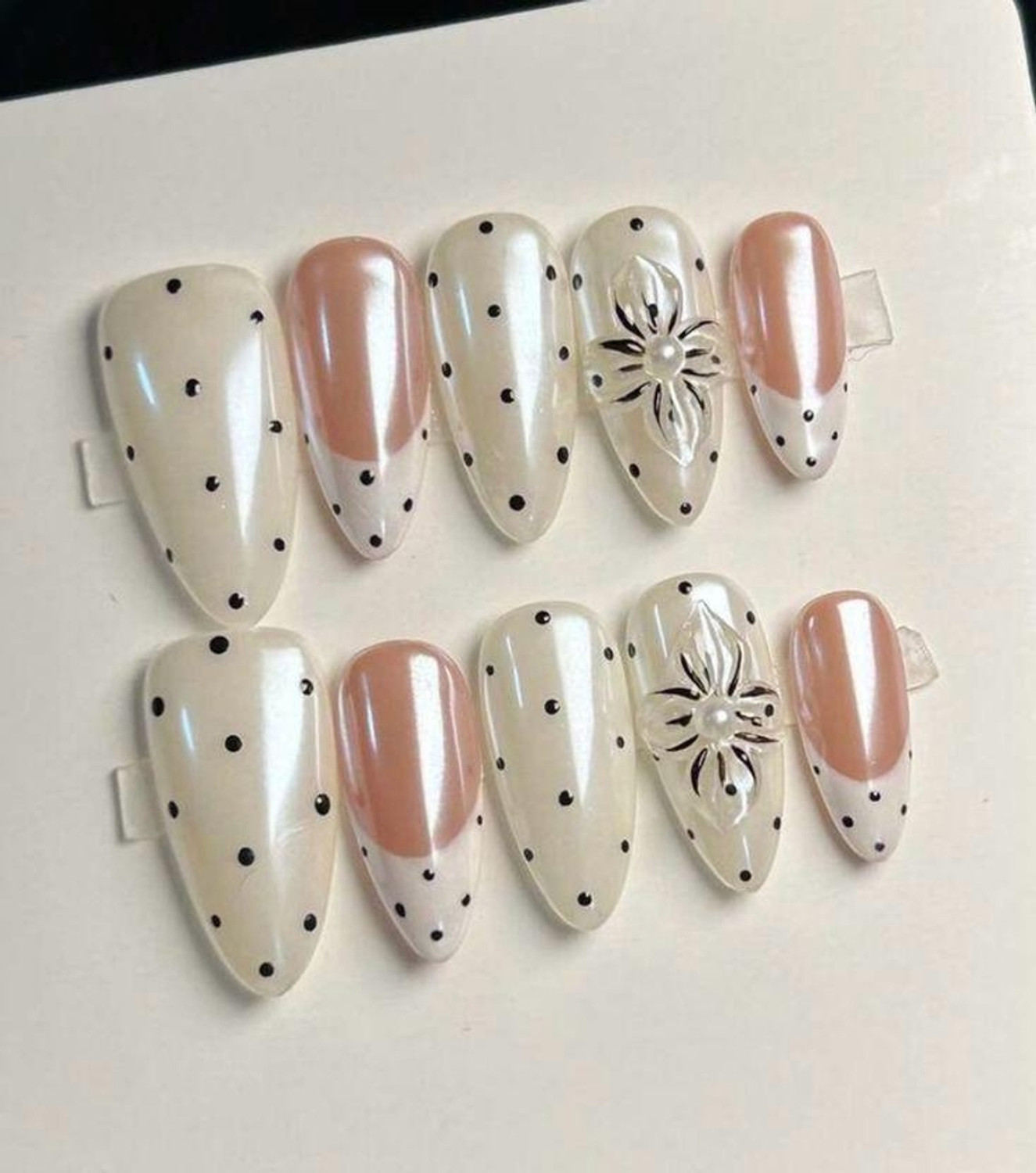 Image of NAILSFOREVE PRESS ON NAIL WHITE, PINK, BLACK (Pack of 10)