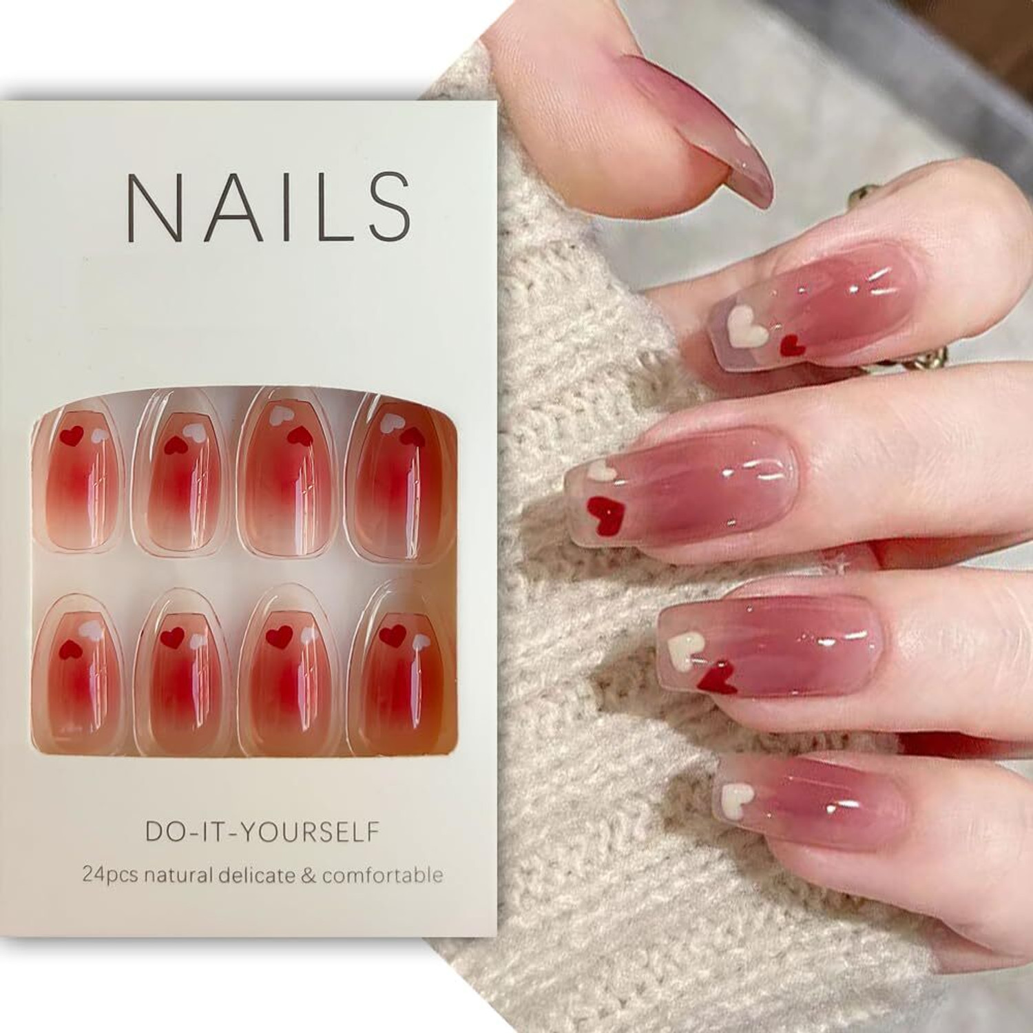Image of NAILSFOREVE PRESS ON NAIL WHITE, PINK, BLACK (Pack of 10)