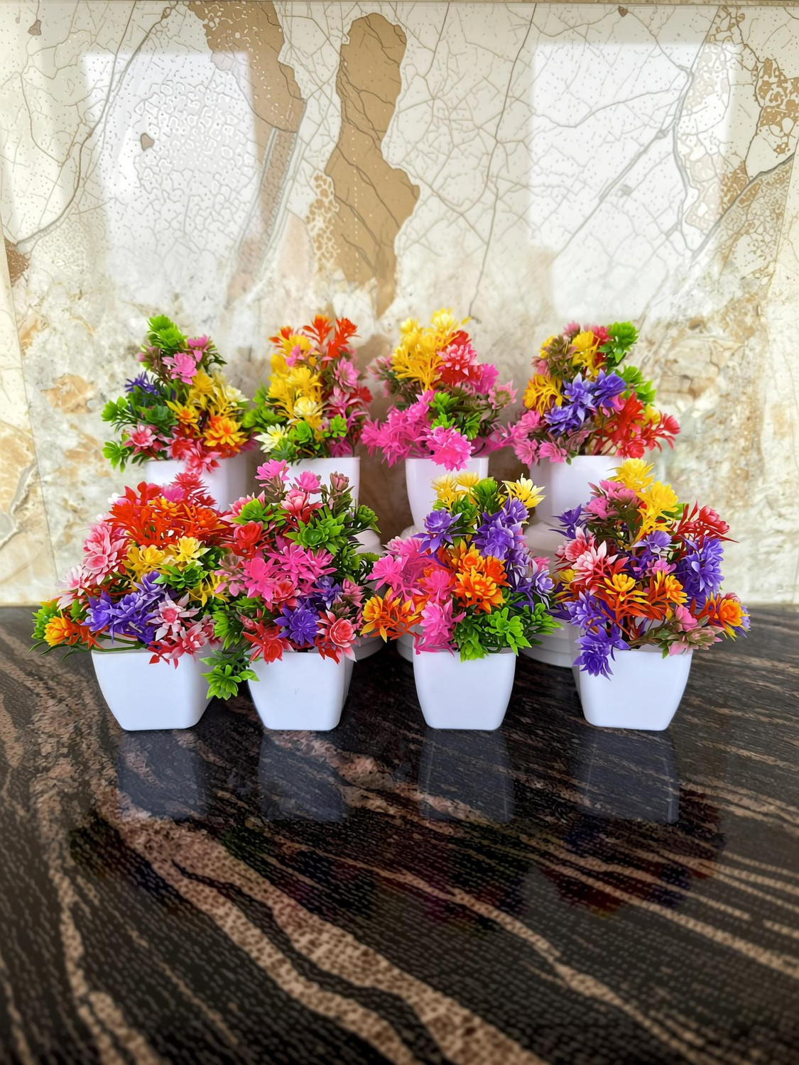 Naturaly (Pack of 8) Bonsai Wild Artificial Plant with Pot