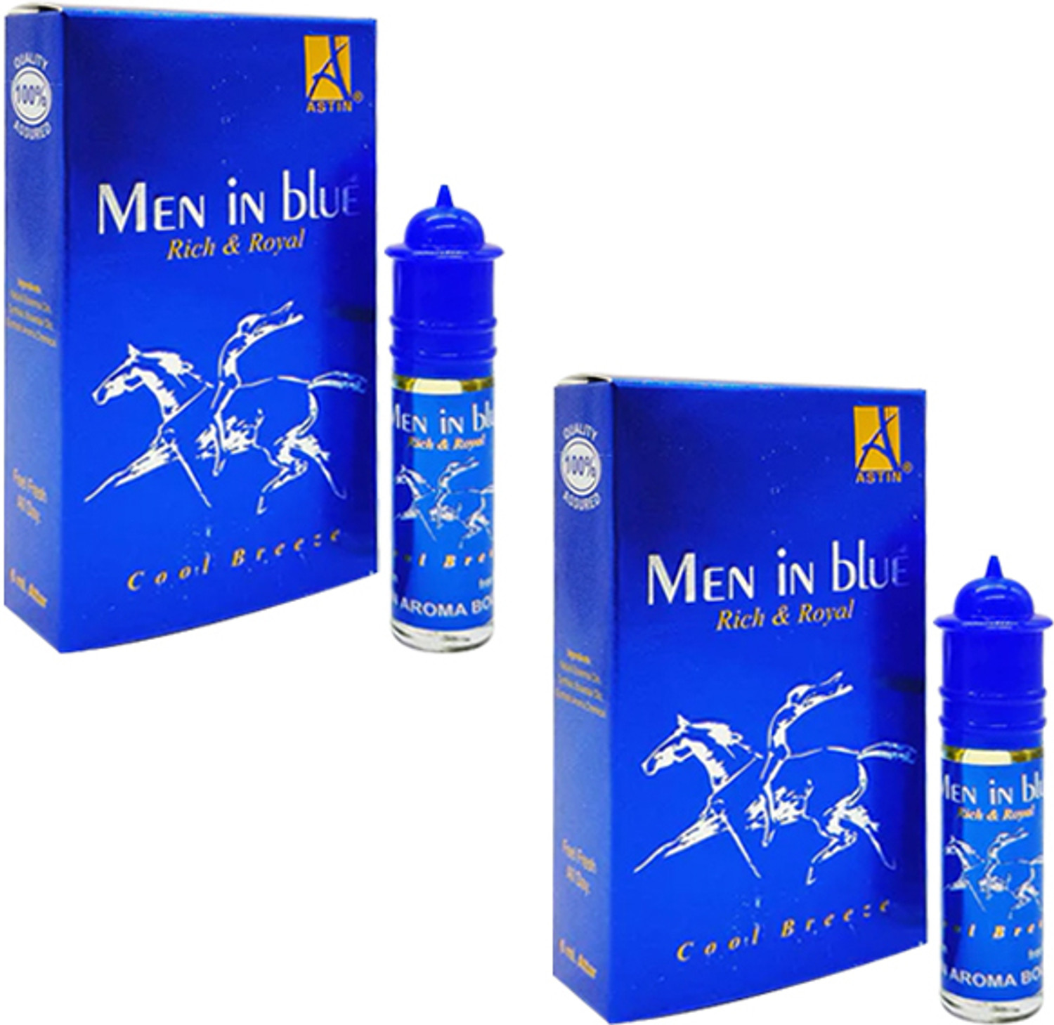Image of Fruitcolor Astin Men in Blue 6ml x 2 Attar Long Lasting Non-Alcoholic Multiple Floral Attar (Floral)