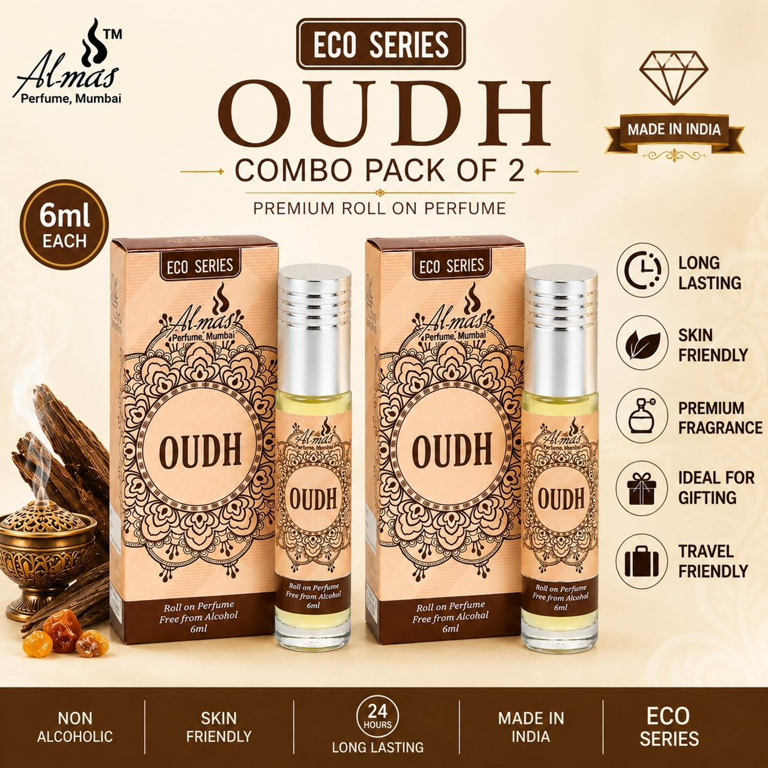 Image of Al-Nuaim Chocolate Musk Attar for Men and Women (New Edition) Herbal Attar (Fruity)