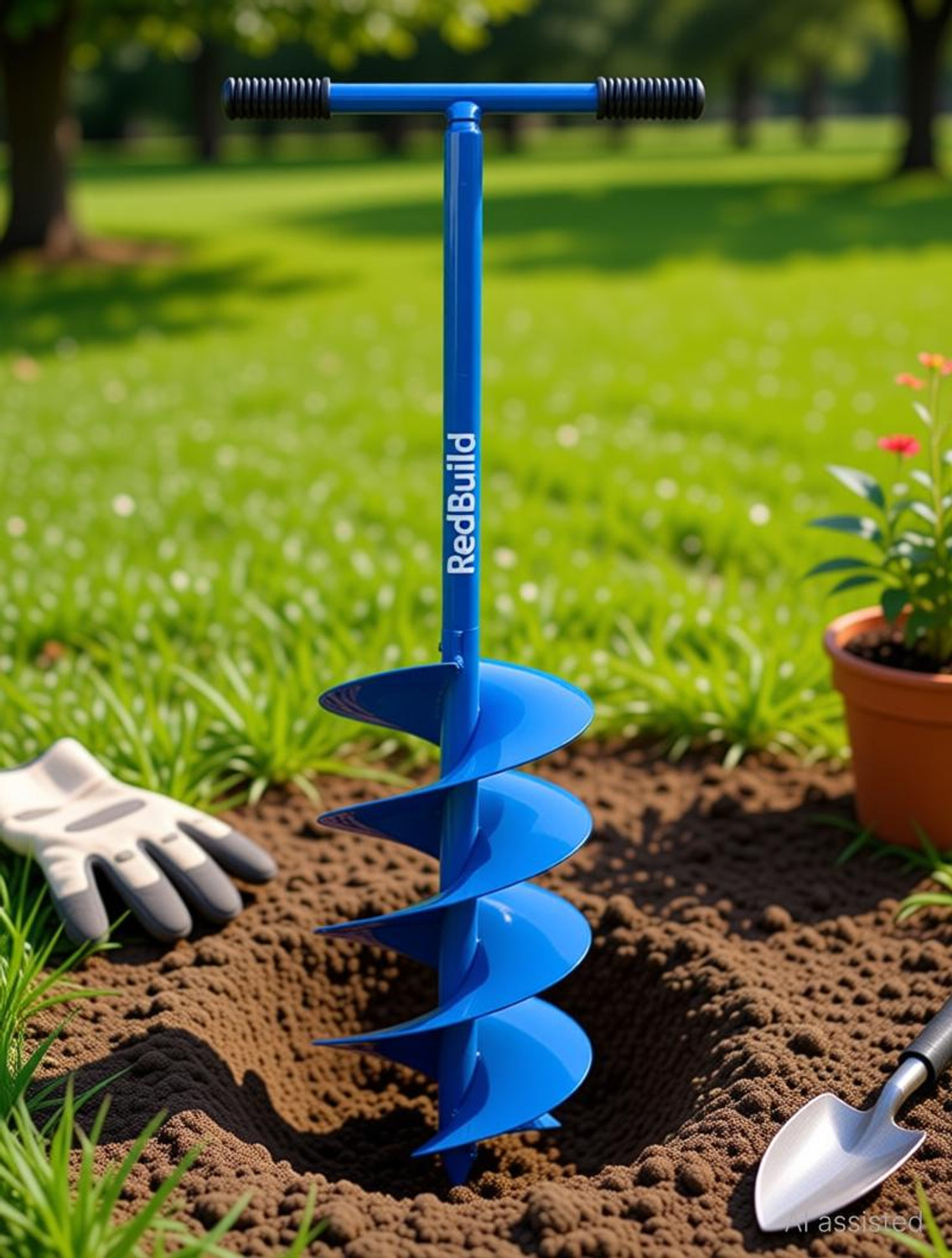 Image of Balwaan Krishi BE-63 Earth Auger 63cc 2 Stroke Petrol Engine with 6 Inch Double Spiral Planter Auger Drill (One Man Operation)