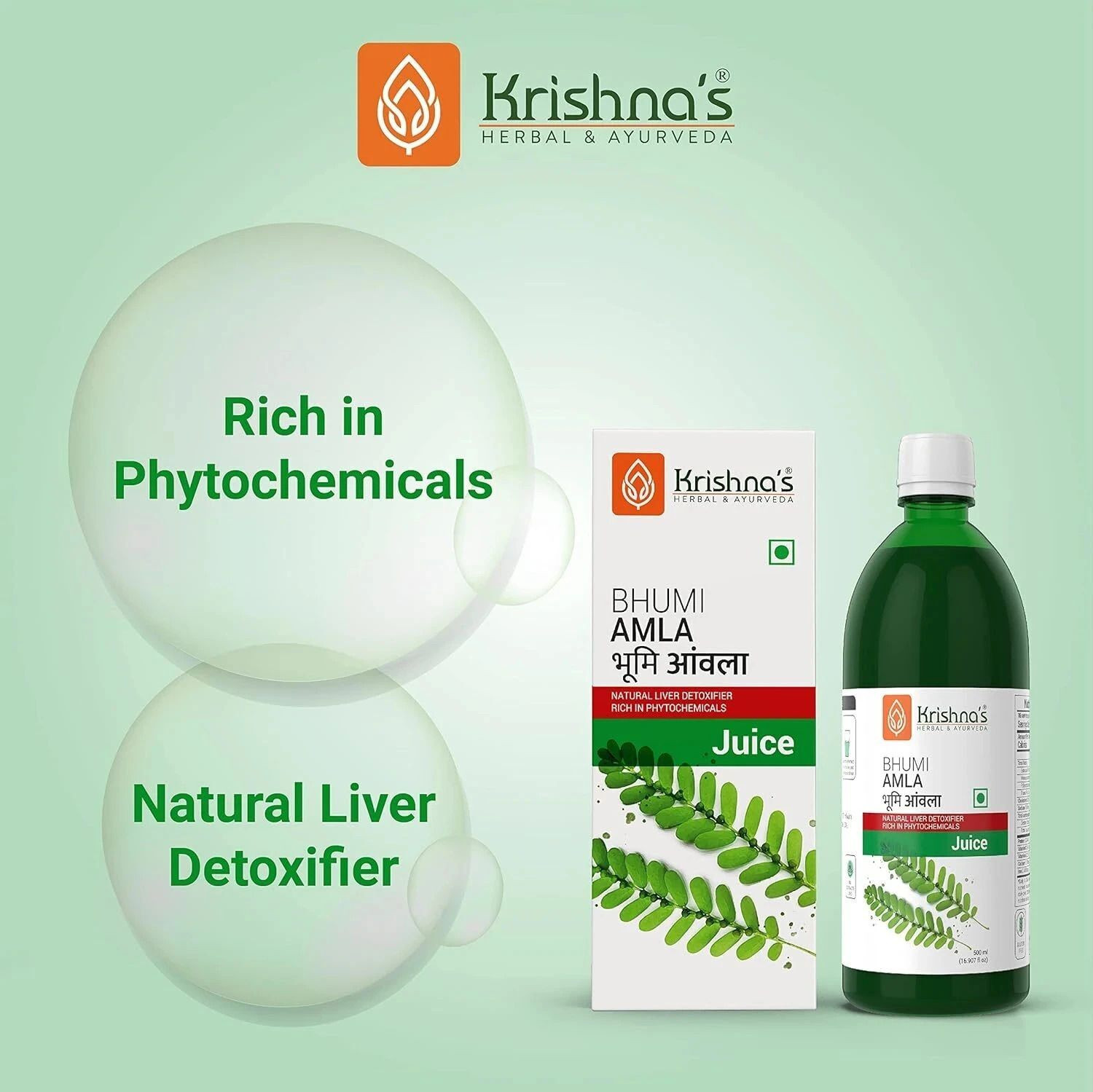 Image of Krishna's Herbal & Ayurveda Bhumi Amla Juice | Immunity Booster (500)