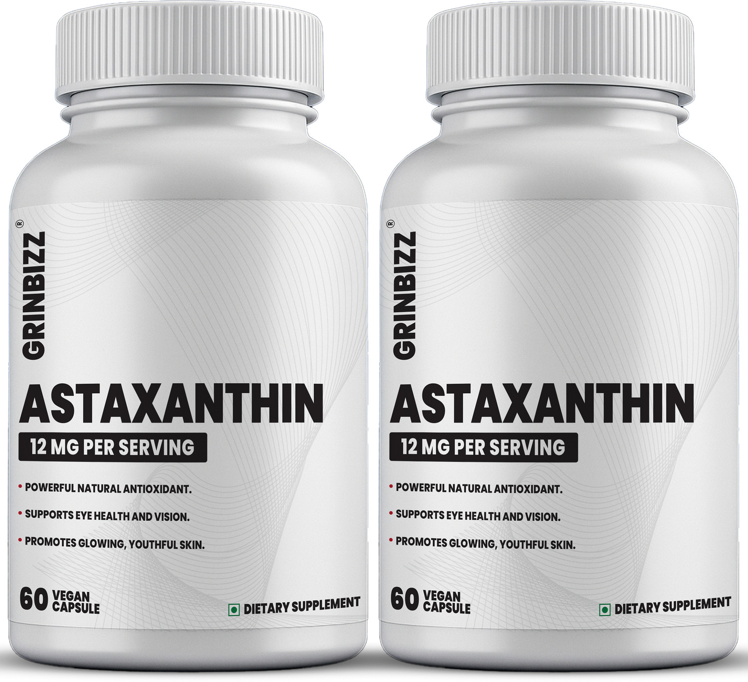 Image of Health Veda Organics Plant Based Astaxanthin Supports Eye, Joint & Skin Health For Both Men & Women (2 x 60 Capsules)