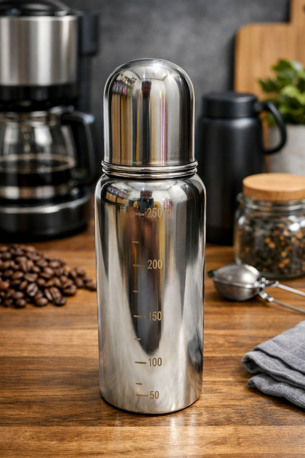 Image of BEBZI stainless steel baby milk bottle 304 Grade - 250 ml (Silver)