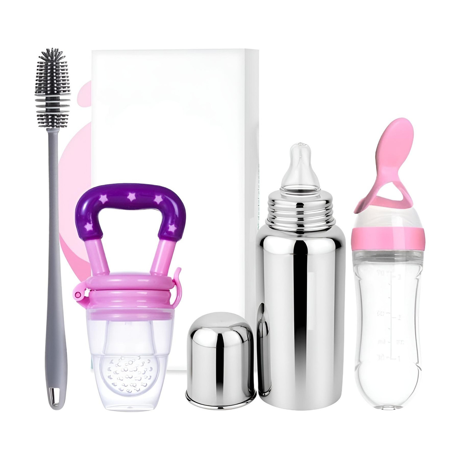Image of Smiley mia Baby Stainless Steel Insulated Hot & Cold Sipper Bottle| Sippy Cup with Straw - Silicone (Purple)