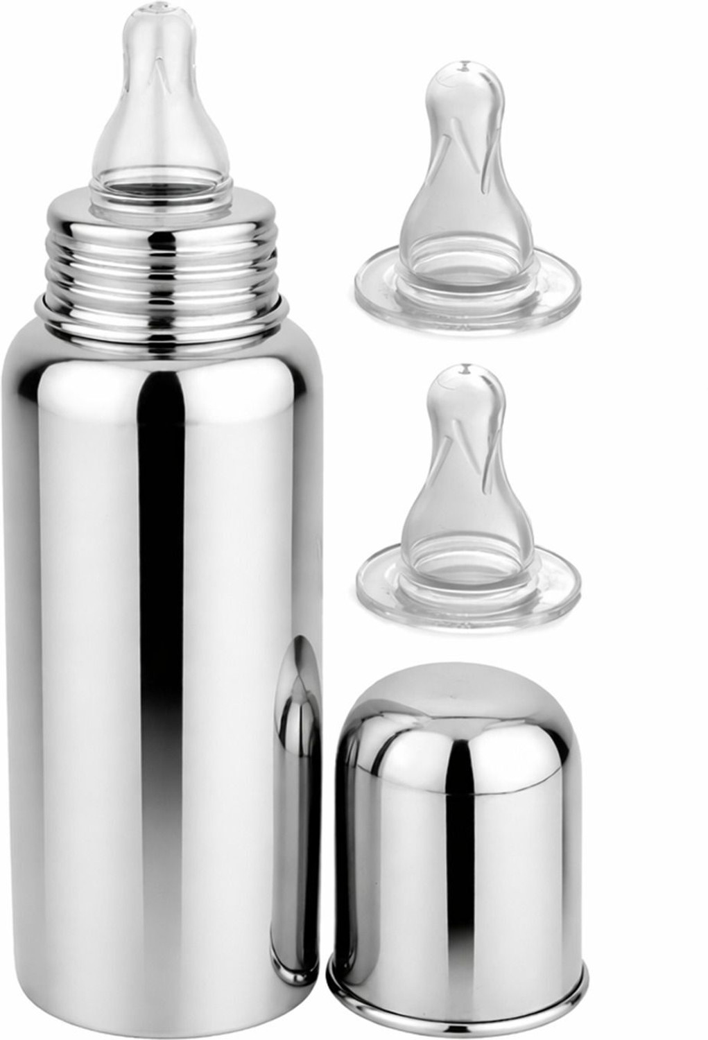 Image of BEBZI stainless steel baby milk bottle 304 Grade - 250 ml (Silver)