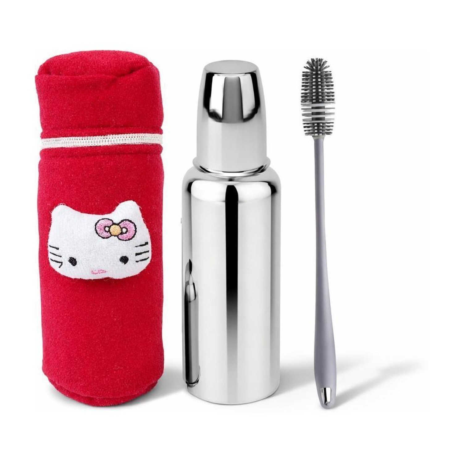 Image of PGD Stainless Steel Baby Feeding Bottle 200ml with Feeder Spoon for Babies - 200 ml (Plain Silver)