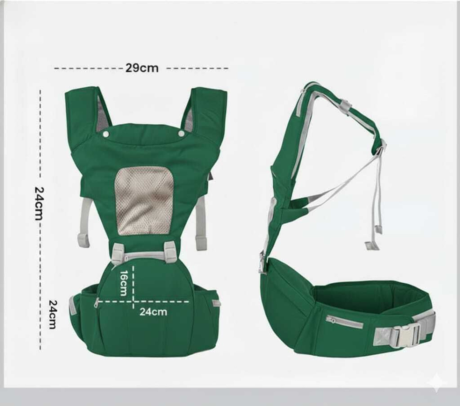 Image of Hierax greenbcb7 Baby Cuddler (Green, Front carry facing out)