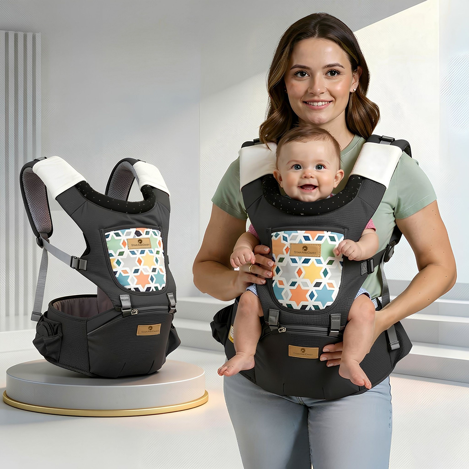 Image of Hierax greenbcb7 Baby Cuddler (Green, Front carry facing out)
