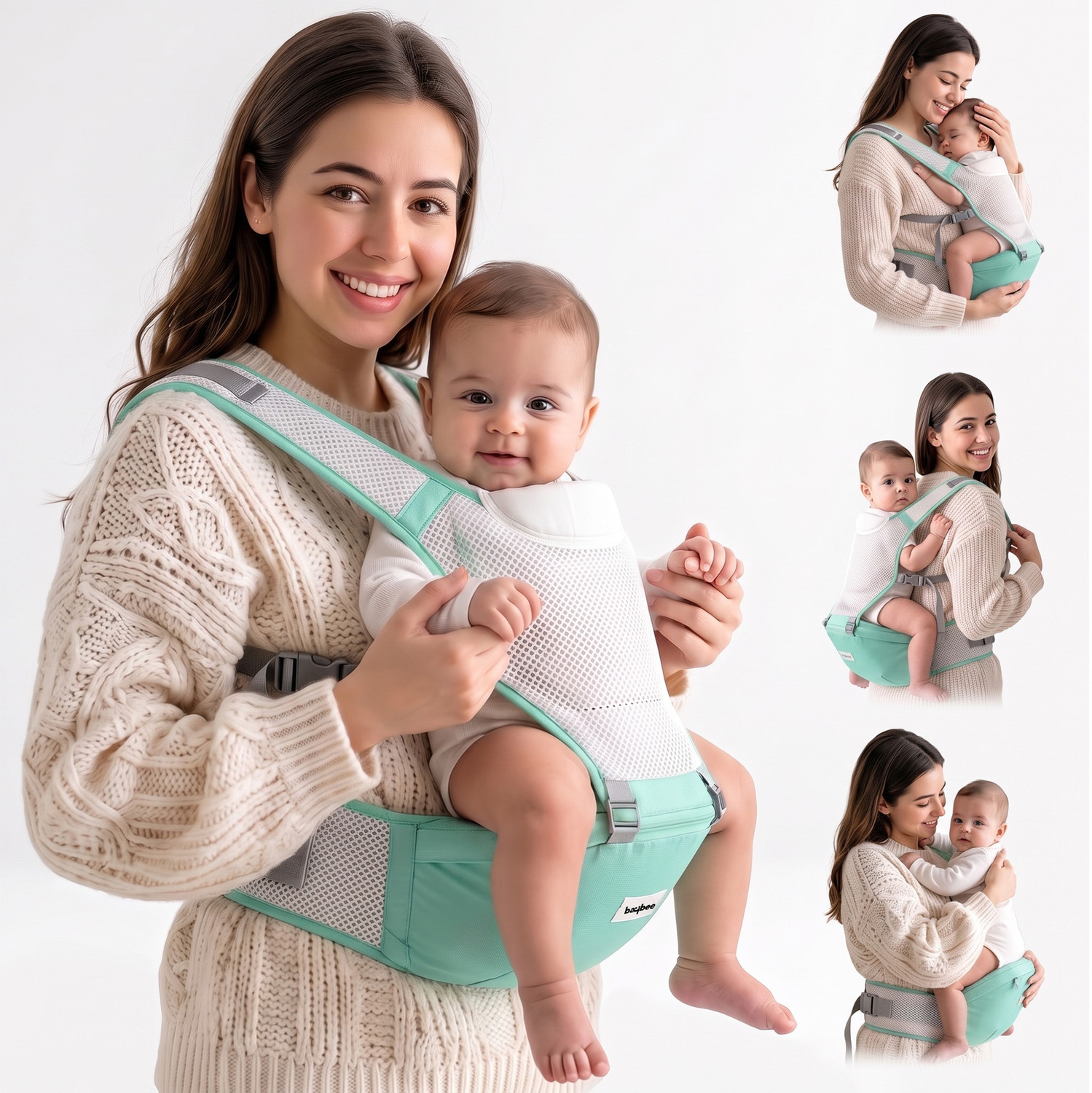 Image of Hierax greenbcb7 Baby Cuddler (Green, Front carry facing out)