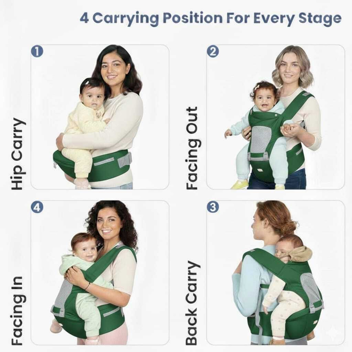 Image of Hierax greenbcb7 Baby Cuddler (Green, Front carry facing out)
