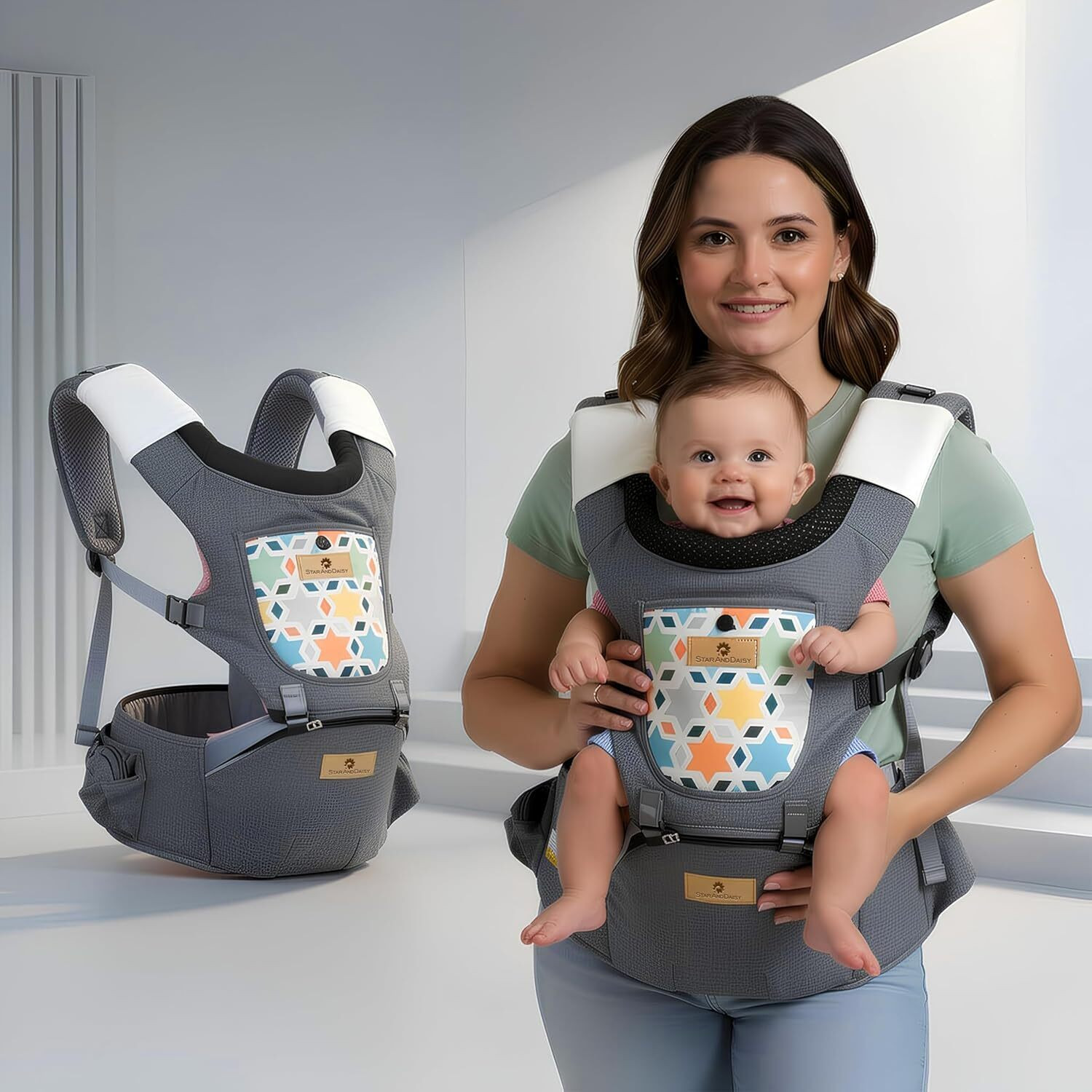 Image of Hierax greenbcb7 Baby Cuddler (Green, Front carry facing out)