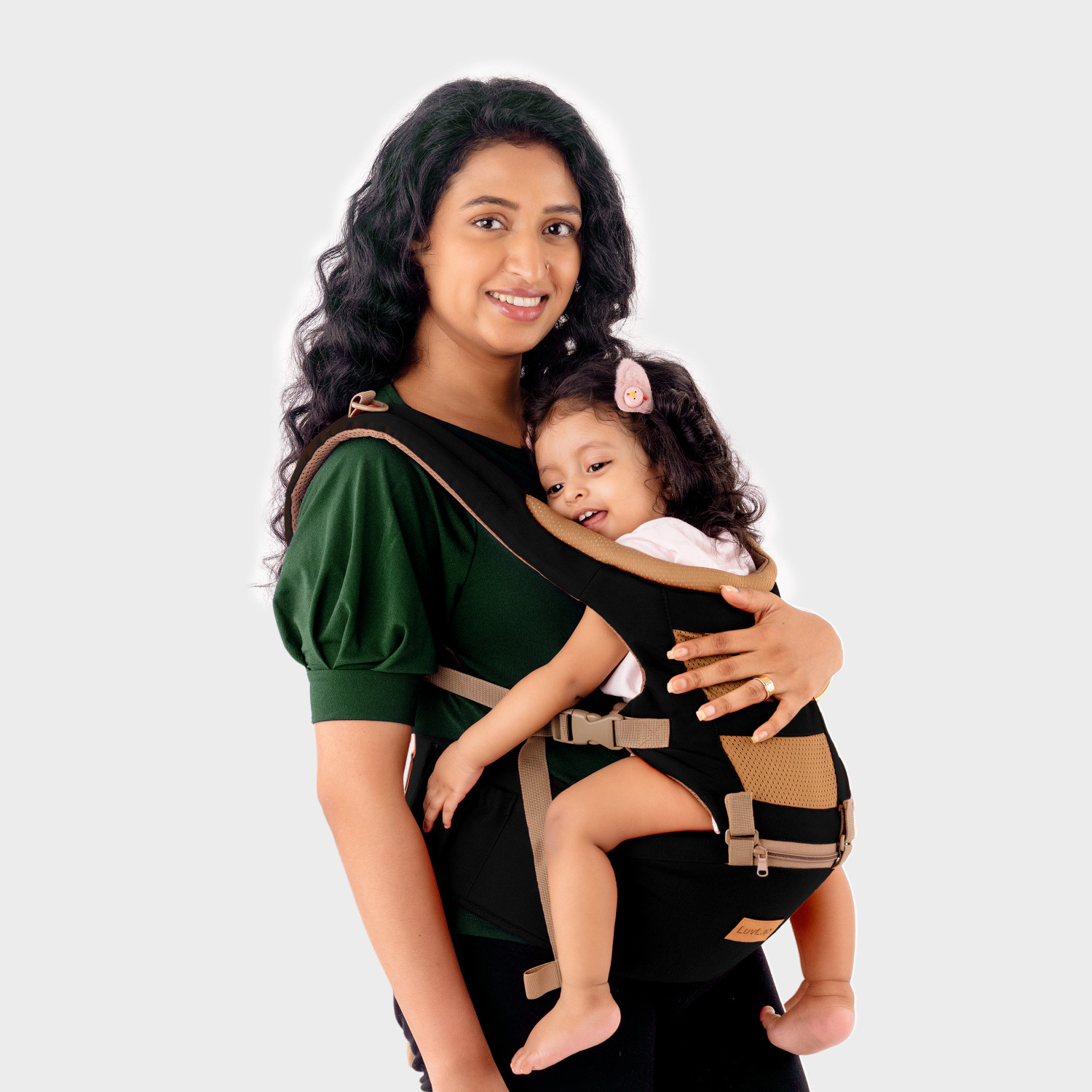 LuvLap Royal Baby Hip Seat Carrier with 4 Carry positions, for 4 to 24 months Baby Carrier (Black, Hip Carry) - Image 1