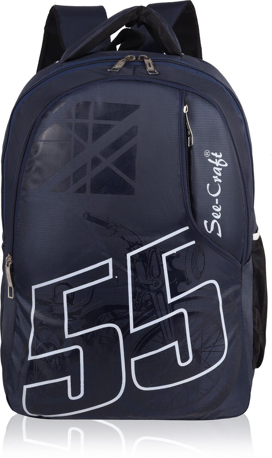 Image of SEE-CRAFT Large 33 L Laptop Backpack 55 inch Graphic Navy Blue Backpack for School /College /Travel (Blue)
