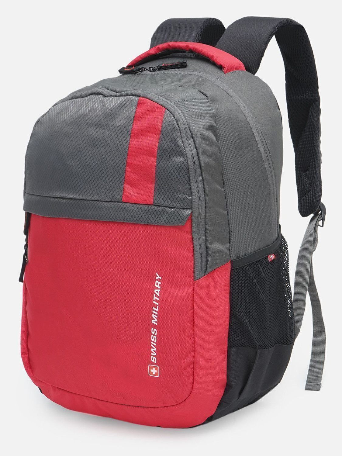 Image of SWISS MILITARY Large 34 L Laptop Backpack Accent Multi Utility Bag with Quick Access pocket for Office /College /Travel Bag (Grey, Red)