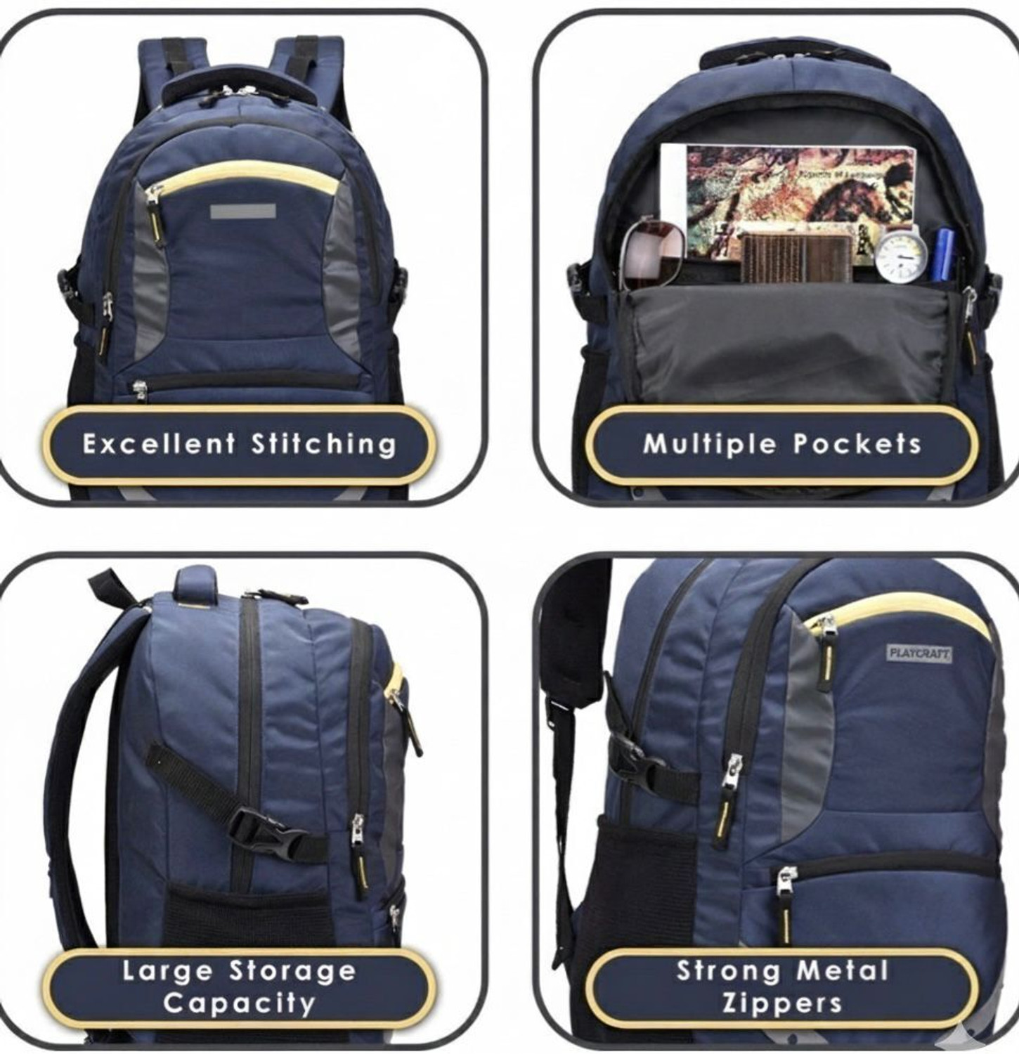Image of PlayCraft Large 35 L Laptop Backpack Unisex Spacy With Rain Cover And Reflective Strip (Blue, Yellow)