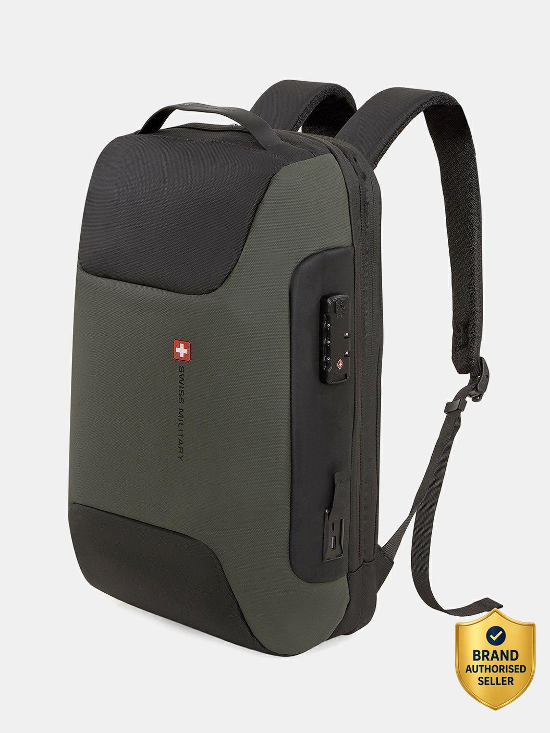 Image of SWISS MILITARY Large 34 L Laptop Backpack Accent Multi Utility Bag with Quick Access pocket for Office /College /Travel Bag (Grey, Red)