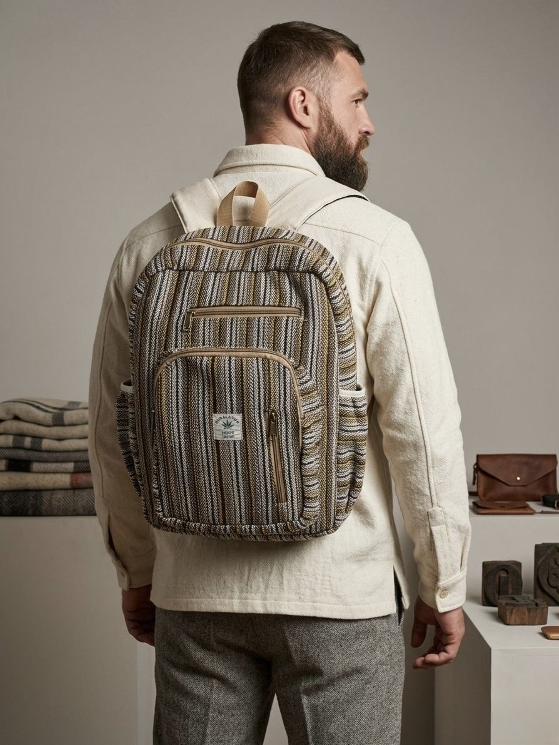 Image of VENTOMART Medium 25 L Laptop Backpack Dailyuse Comfortable Spacious Backpack for Men Women (Tan, White)