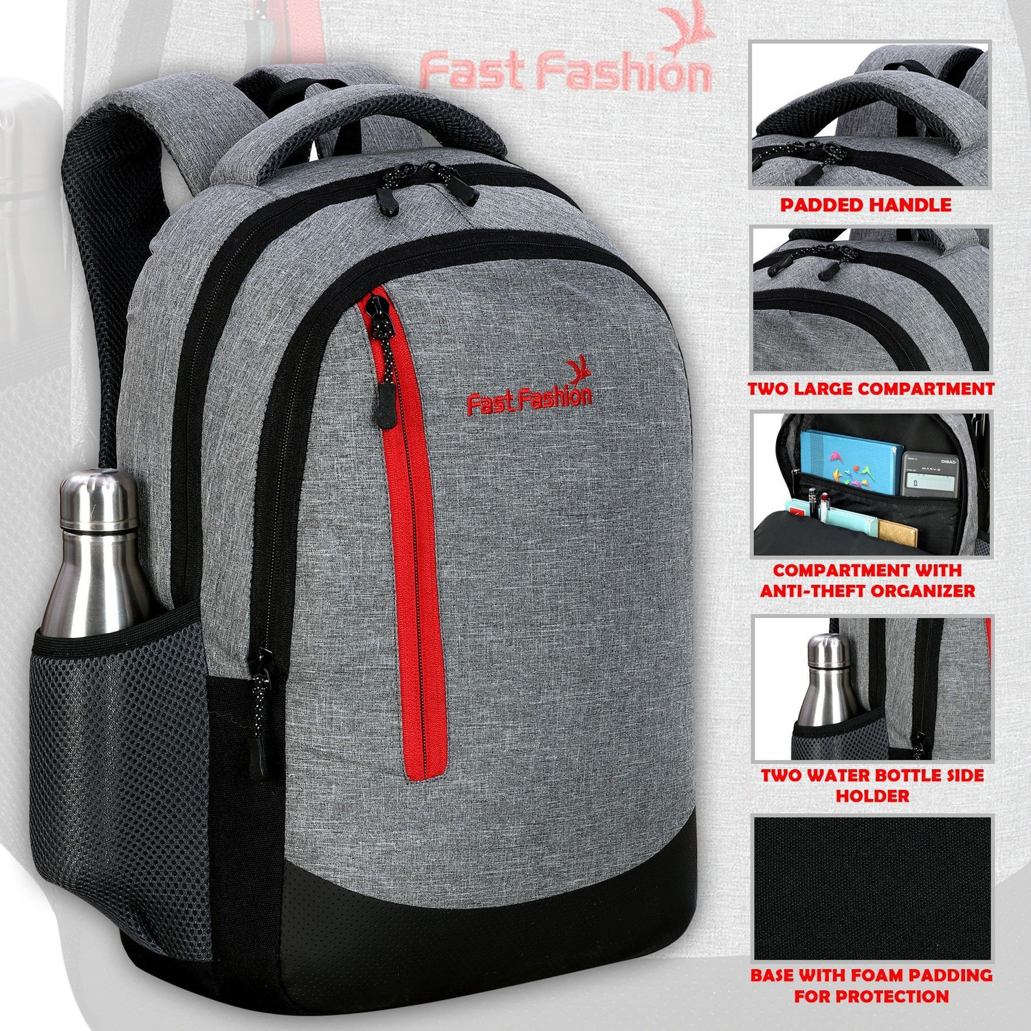 Image of WROGN Large 32 L Laptop Backpack Reverse Stylish Laptop Backpack (Black, Red)