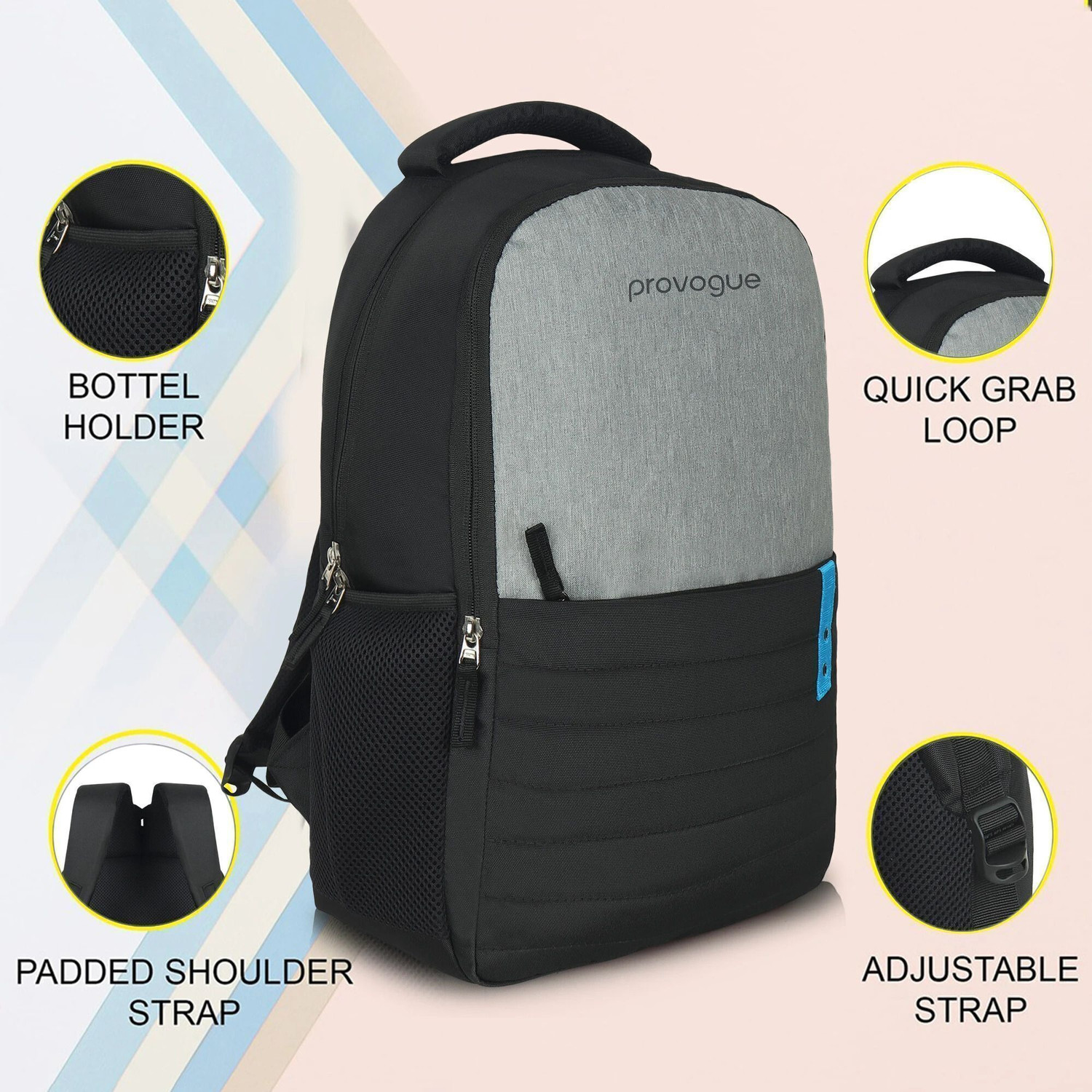 Image of PROVOGUE Large 32 L Laptop Backpack Unisex Casual Bag For Travel / School /Collage / Office (Grey, Black)