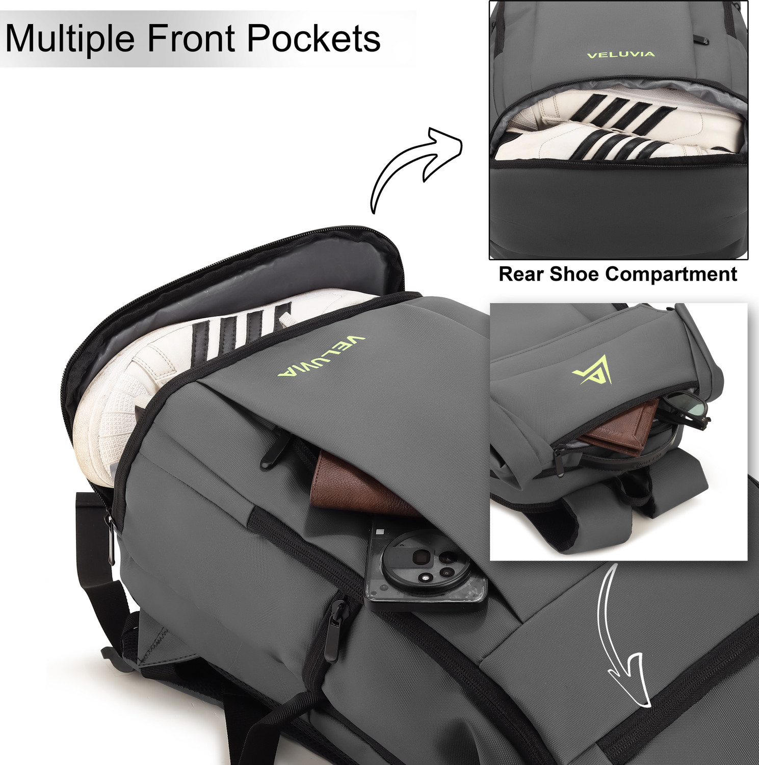 Image of TechyBee Large 45 L Laptop Backpack Panther MS03 45 L Multi-Purpose Travel Backpack with 5 Compartments (Grey) (Grey)