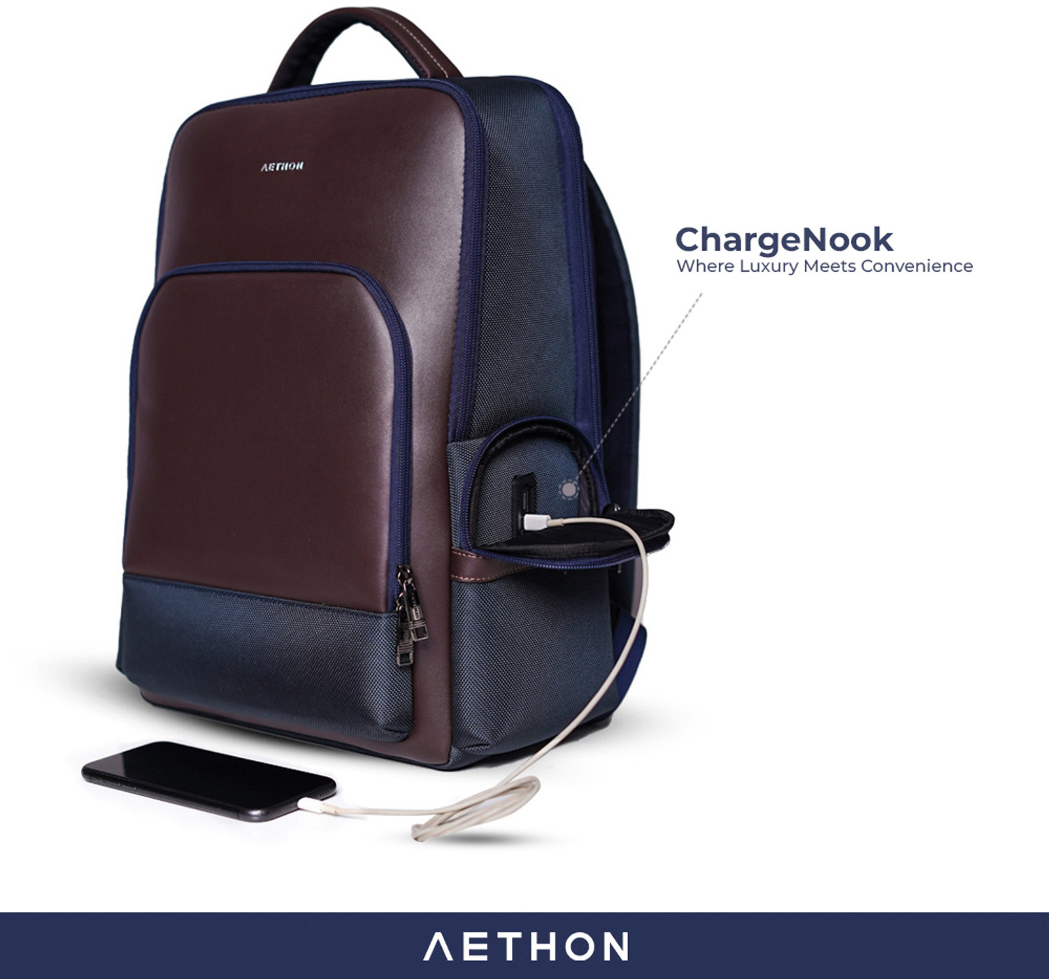 Image of Aethon Large 34 L Laptop Backpack with Compartment, Water-Resistant, and Multiple Pockets For Business, and more (Brown)