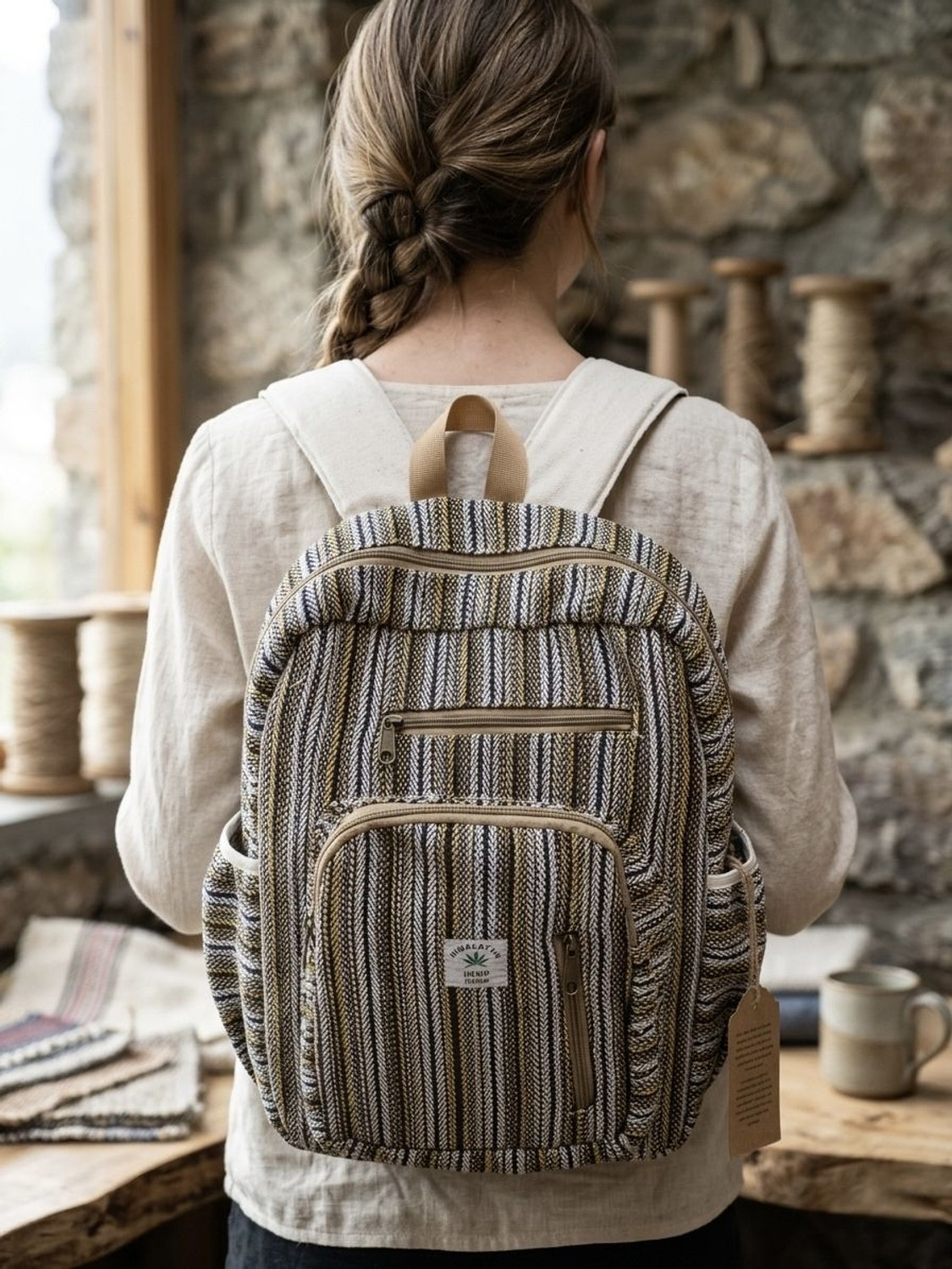 Image of VENTOMART Medium 25 L Laptop Backpack Dailyuse Comfortable Spacious Backpack for Men Women (Tan, White)
