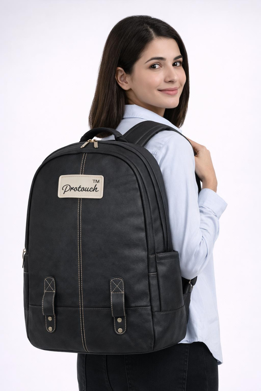 Image of PROTOUCH Medium 28 L Laptop Backpack Classic Leather Without Anti Theft (Black)