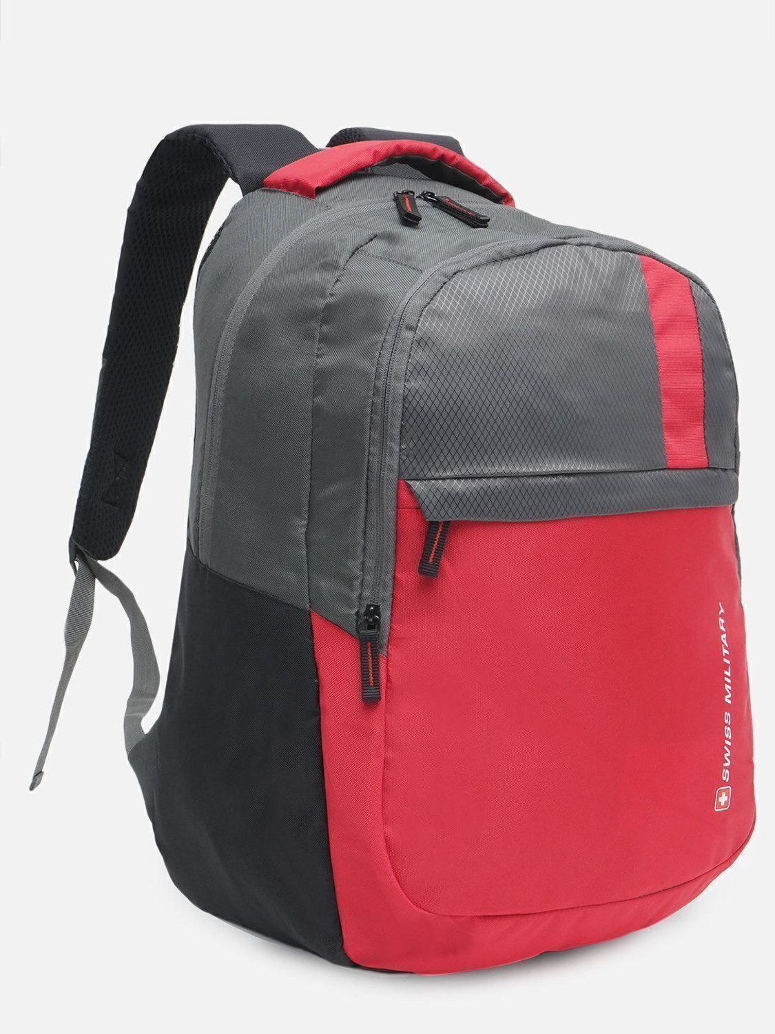 Image of SWISS MILITARY Large 34 L Laptop Backpack Accent Multi Utility Bag with Quick Access pocket for Office /College /Travel Bag (Grey, Red)