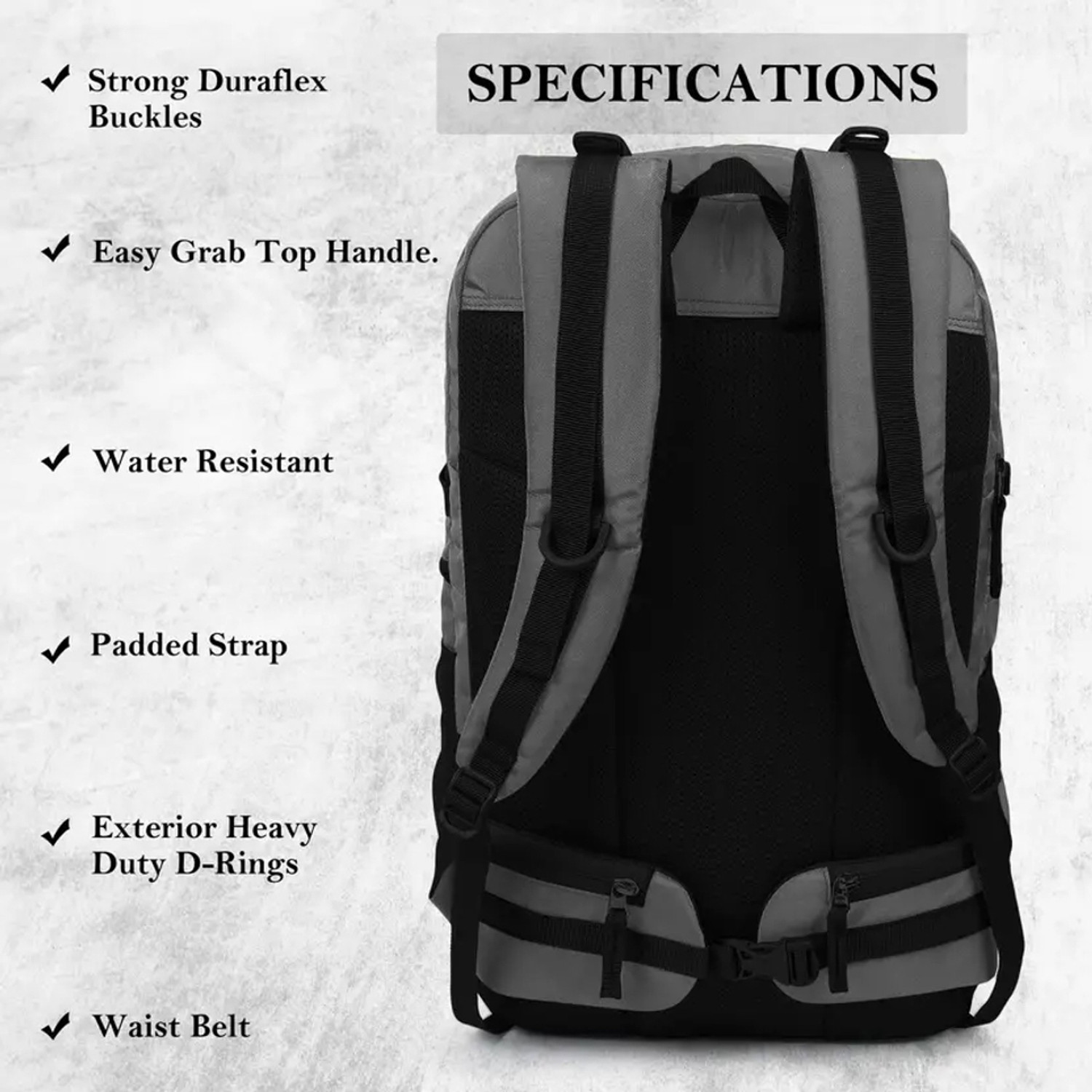 Image of TechyBee Large 45 L Laptop Backpack Panther MS03 45 L Multi-Purpose Travel Backpack with 5 Compartments (Grey) (Grey)