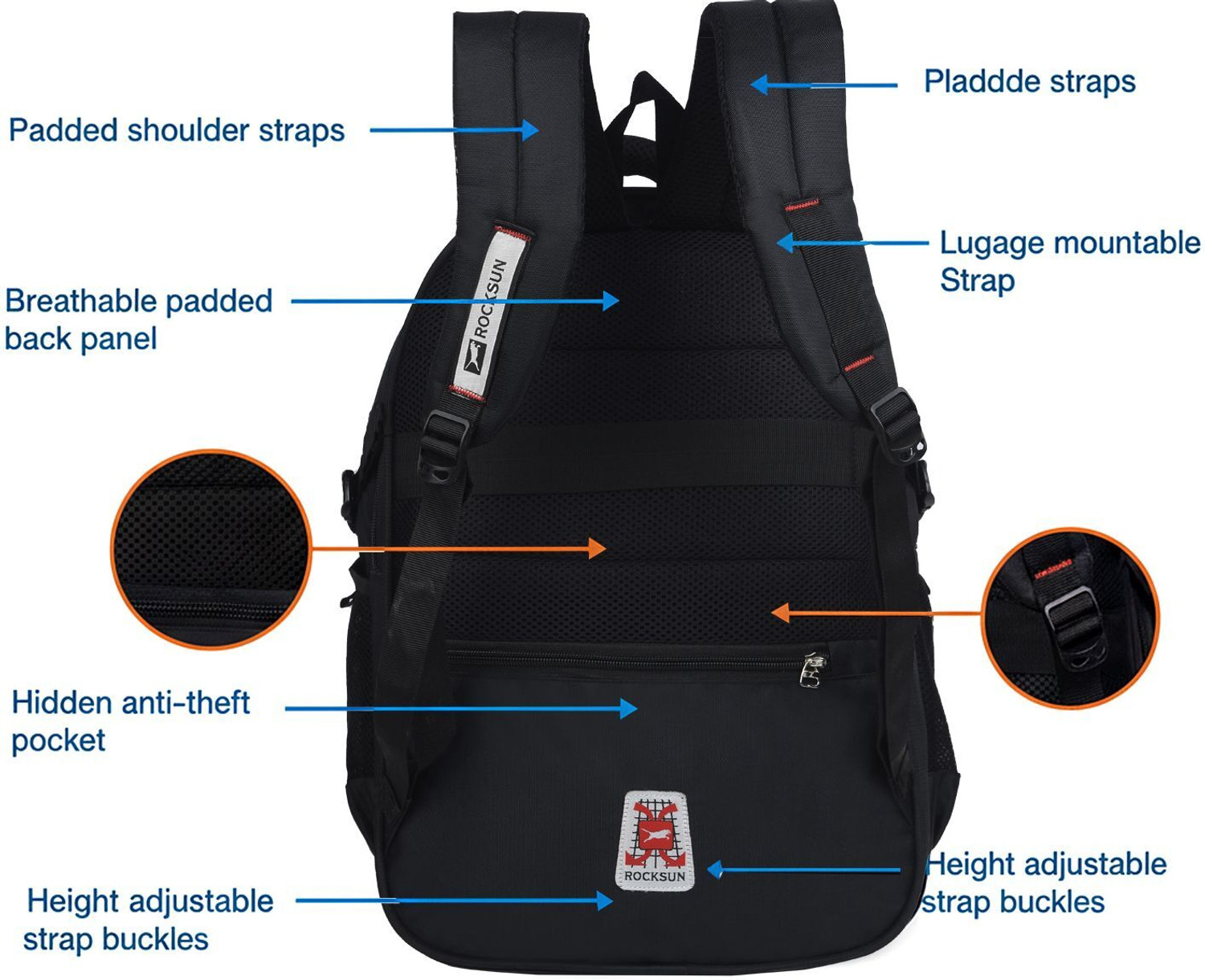 Image of rocksun Large 35 L Laptop Backpack 35L Spacy Stylish & Attractive Office Bags Laptop Backpack for Men & Women (Black)