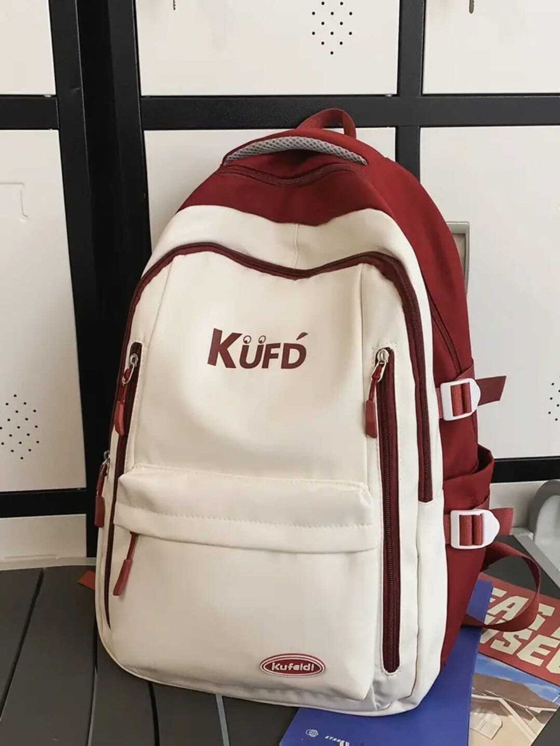 Image of Highness Large 40 L Laptop Backpack Unisex Korean Style Laptop Backpack Stylish Casual Backpack for Men And Women (Maroon, White)