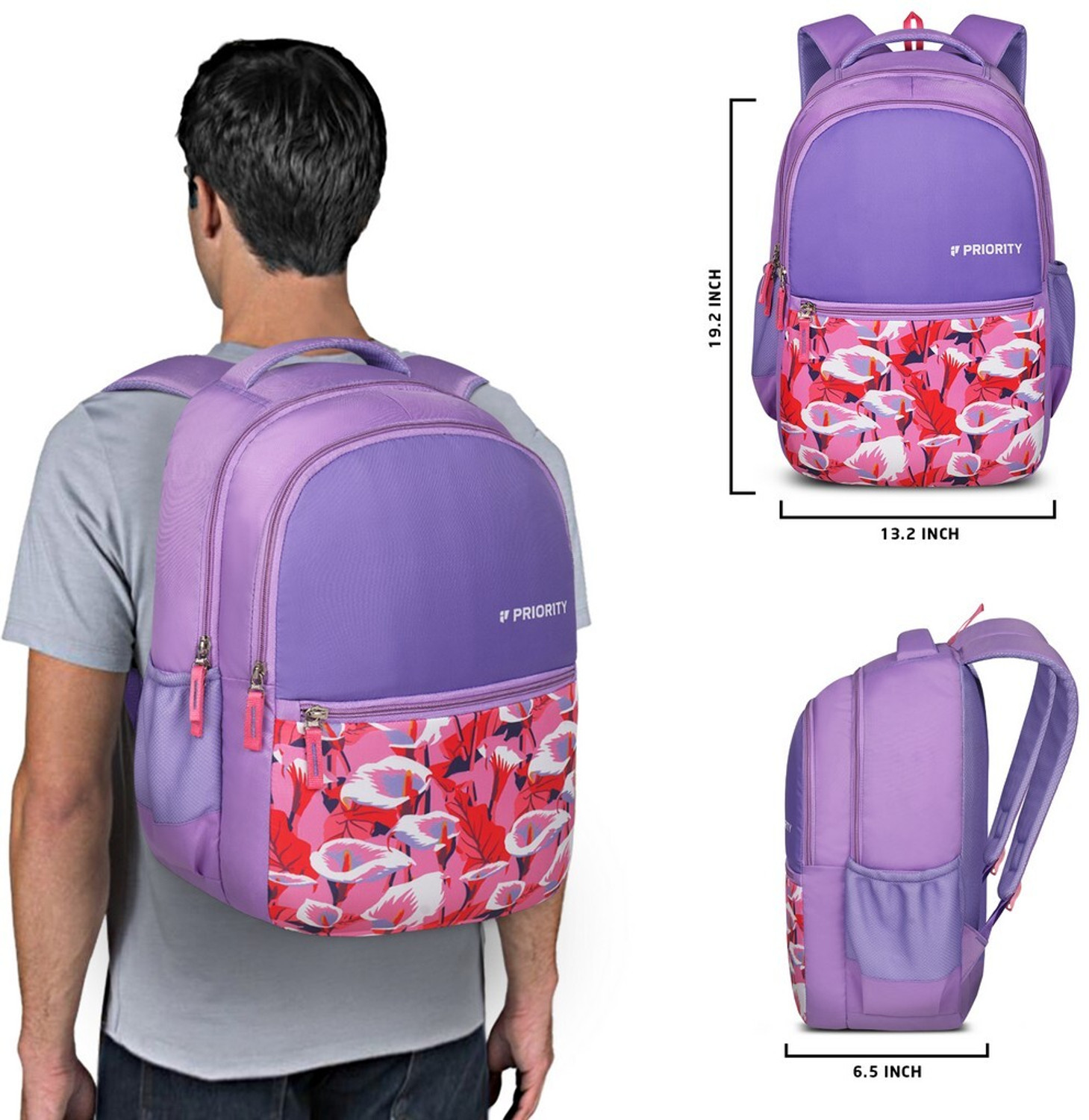 Image of Priority Large 32 L Backpack 002 College Bag Lavender (Purple)