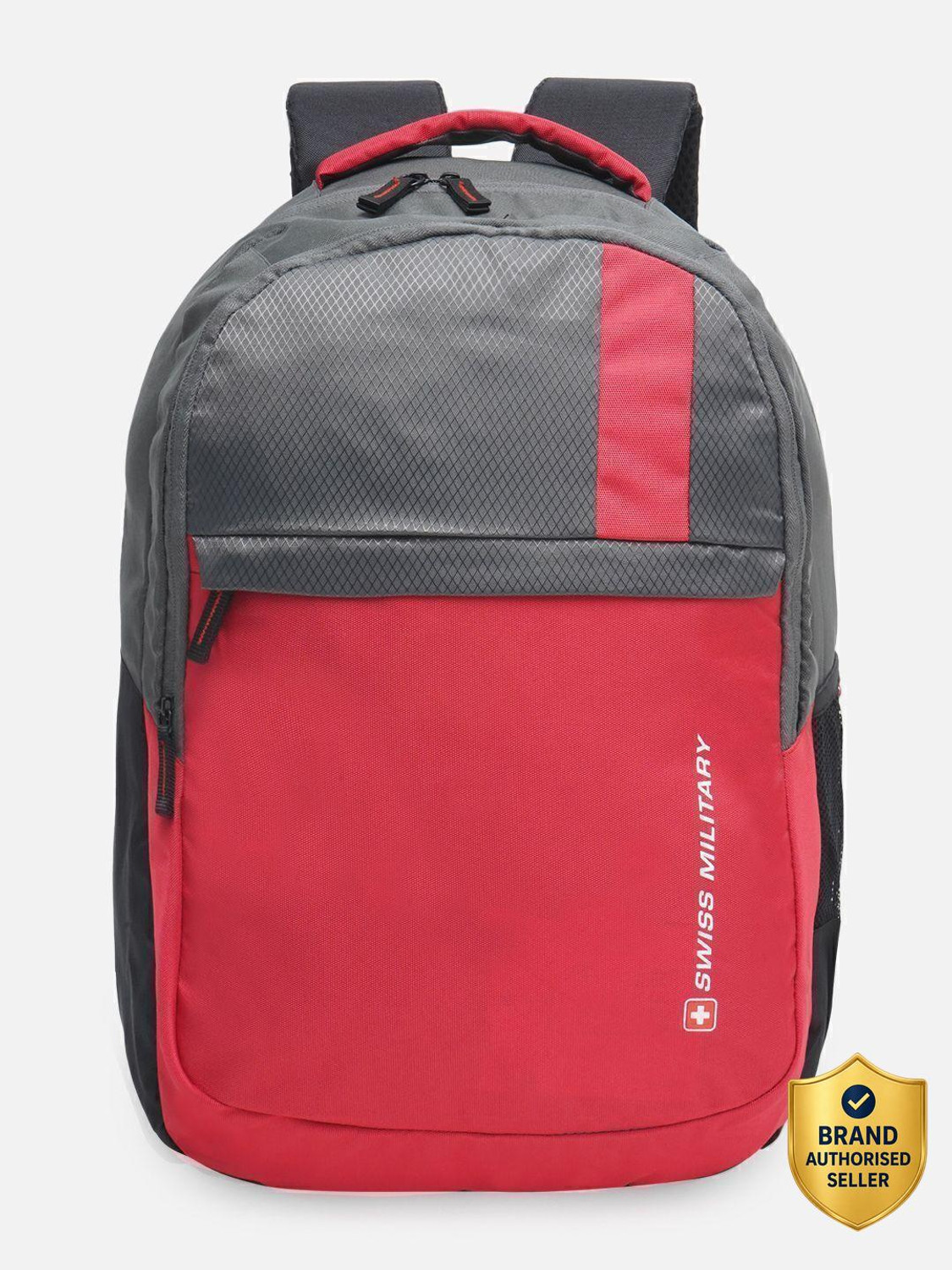 Image of SWISS MILITARY Large 34 L Laptop Backpack Accent Multi Utility Bag with Quick Access pocket for Office /College /Travel Bag (Grey, Red)