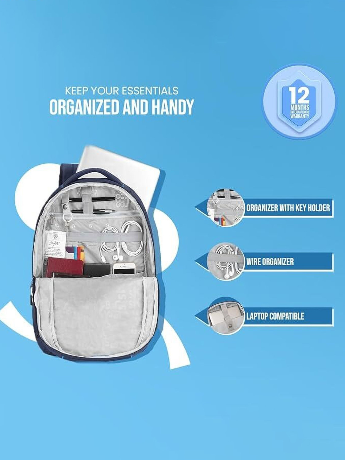 Image of SKYBAGS Large 40 L Laptop Backpack Network Pro Backpack With Laptop Compatible for Men & Women,Rain Cover (Blue)