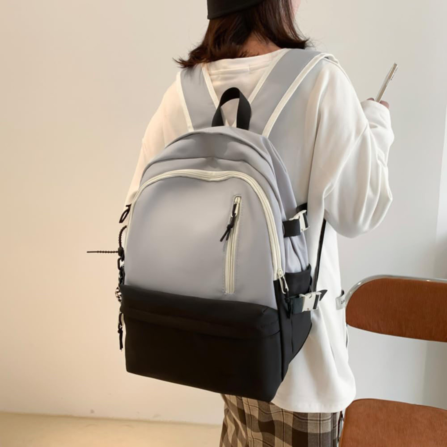 Image of Xelcis Medium 25 L Laptop Backpack Traveling Backpack Male & Female High Capacity Book Bag, Laptop Student College (Green, Grey)