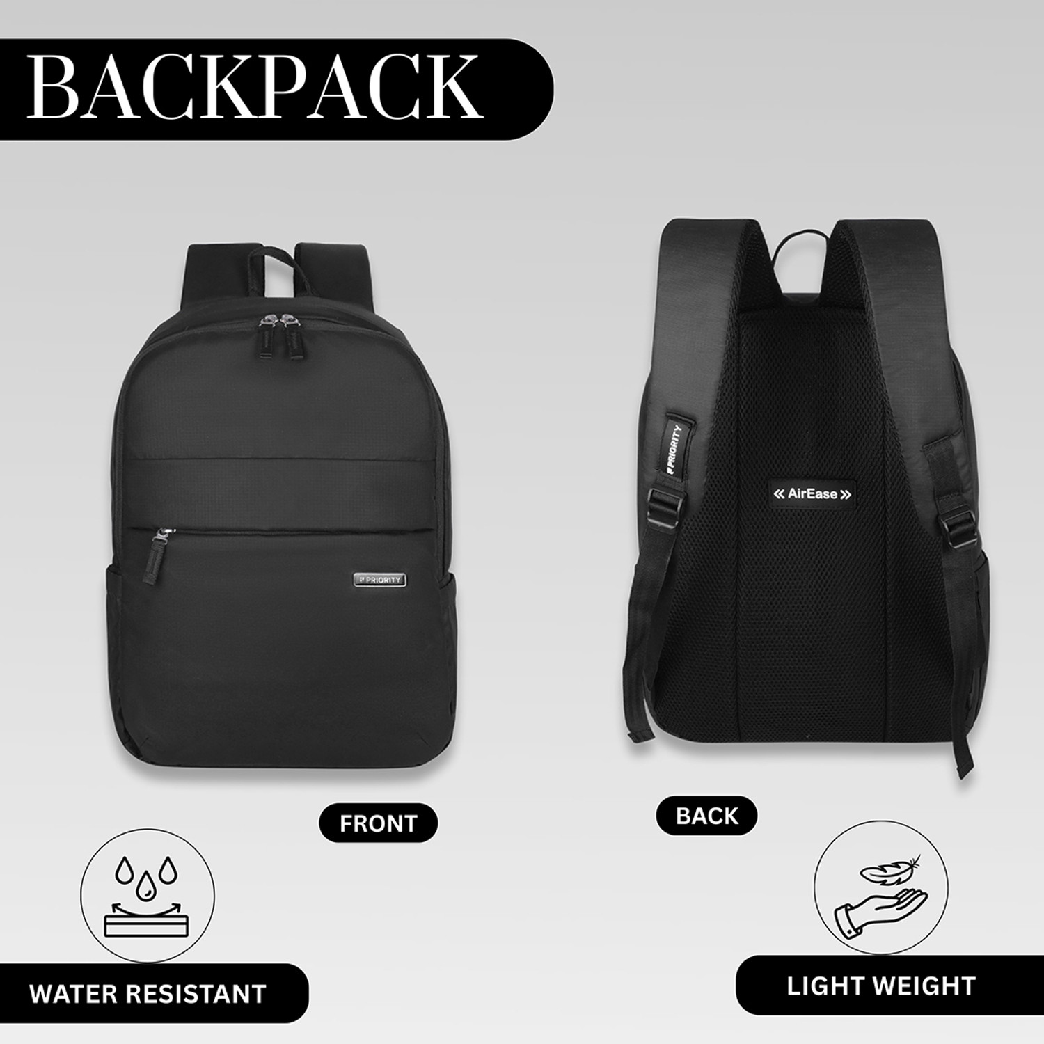 Image of Priority Small 15 L Laptop Backpack Travel / College / Office Backpack (Black)