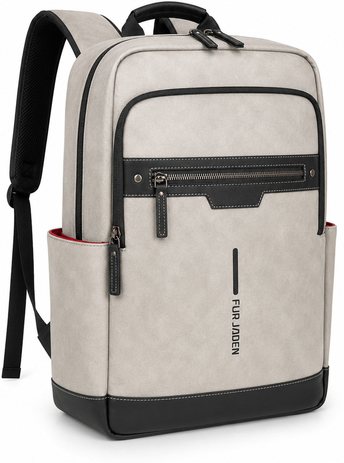 FUR JADEN Medium 25L Vegan Leather Laptop Backpack (Grey) - Image 1