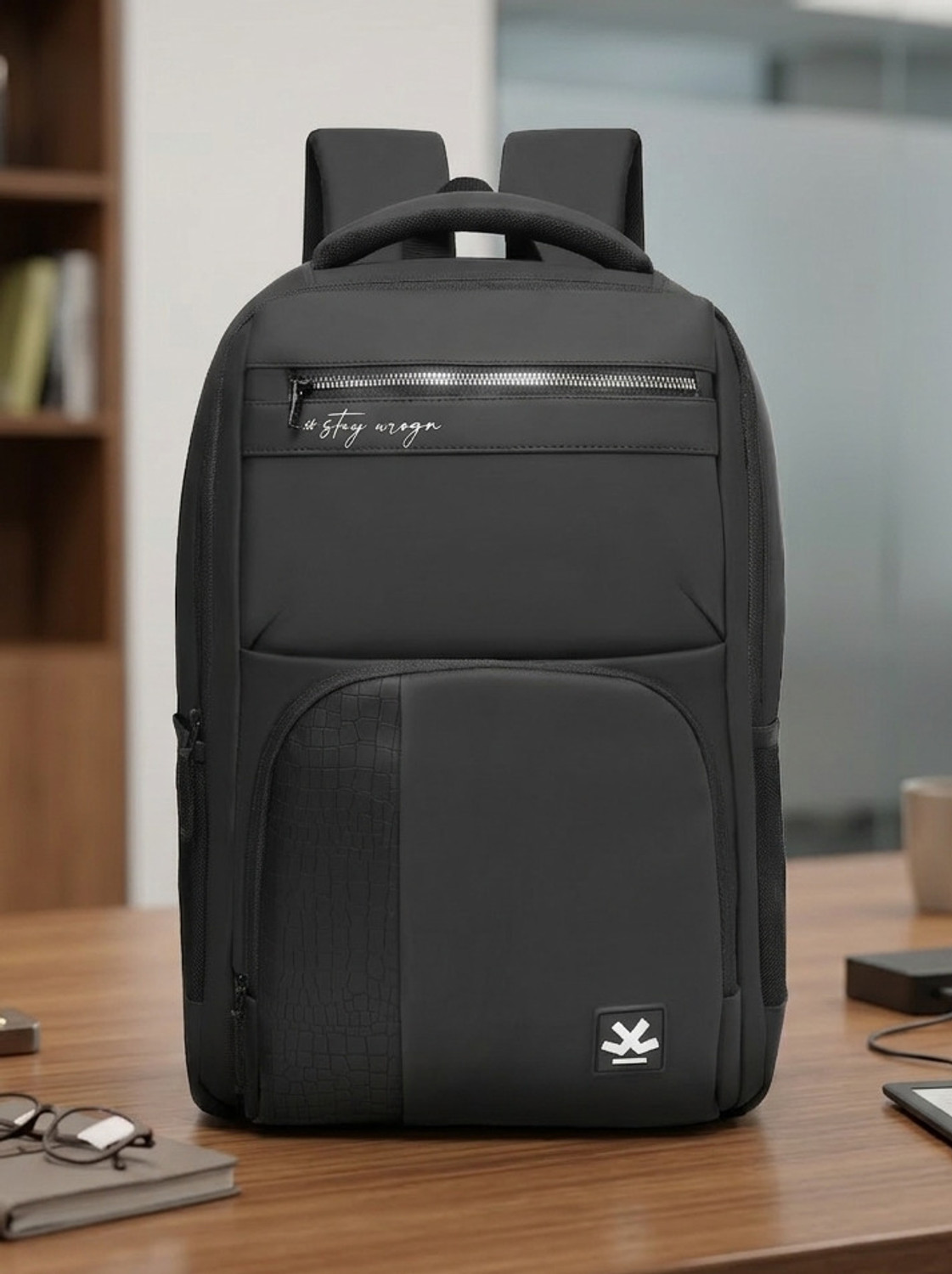Image of REDHORNS Medium 30 L Laptop Backpack School Backpack with 15.6inch Laptop Holder and waterproof material For unisex (Black)