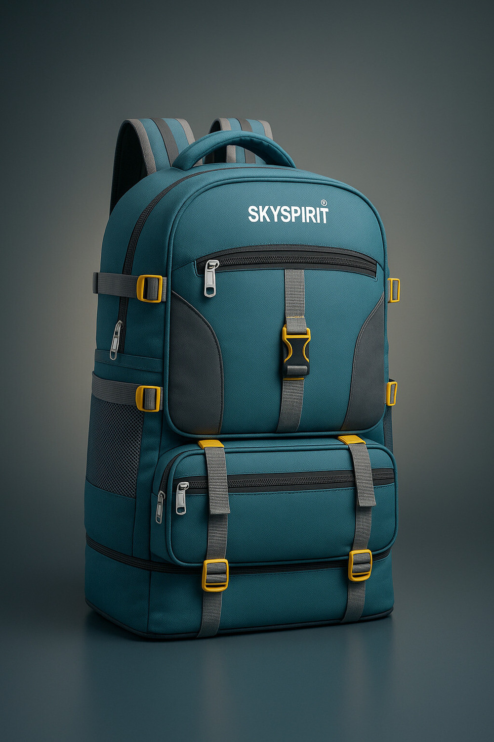 Image of sky spirit Large 65 L Laptop Backpack 65L Expandable Backpack for Travel, Trekking, Hiking & Camping | Water-Resistant (Blue)