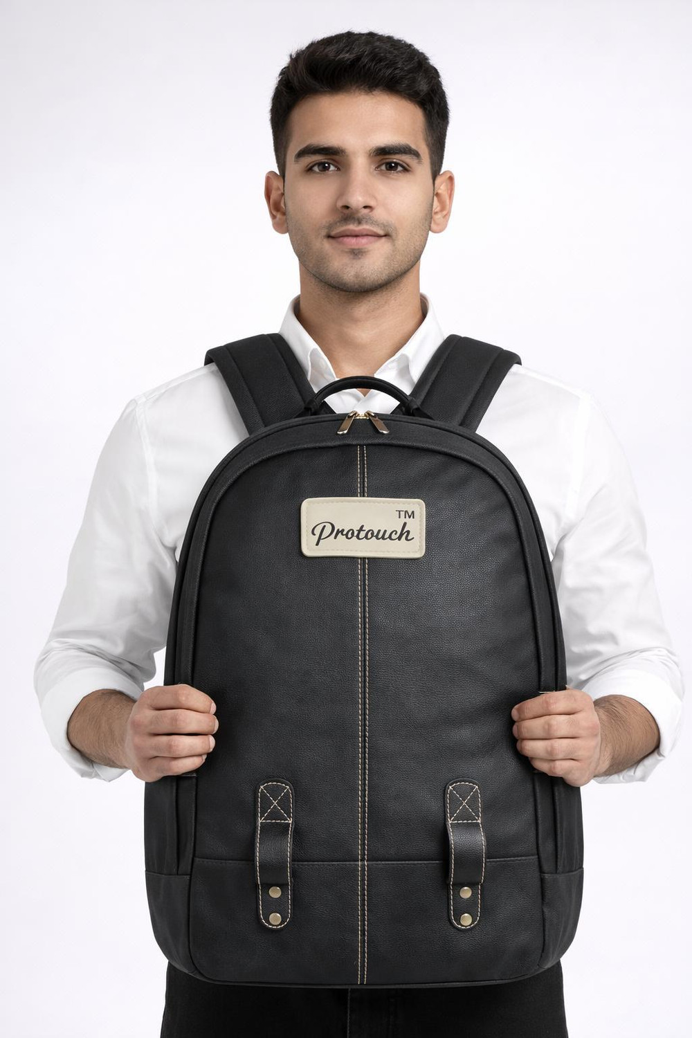 Image of PROTOUCH Medium 28 L Laptop Backpack Classic Leather Without Anti Theft (Black)